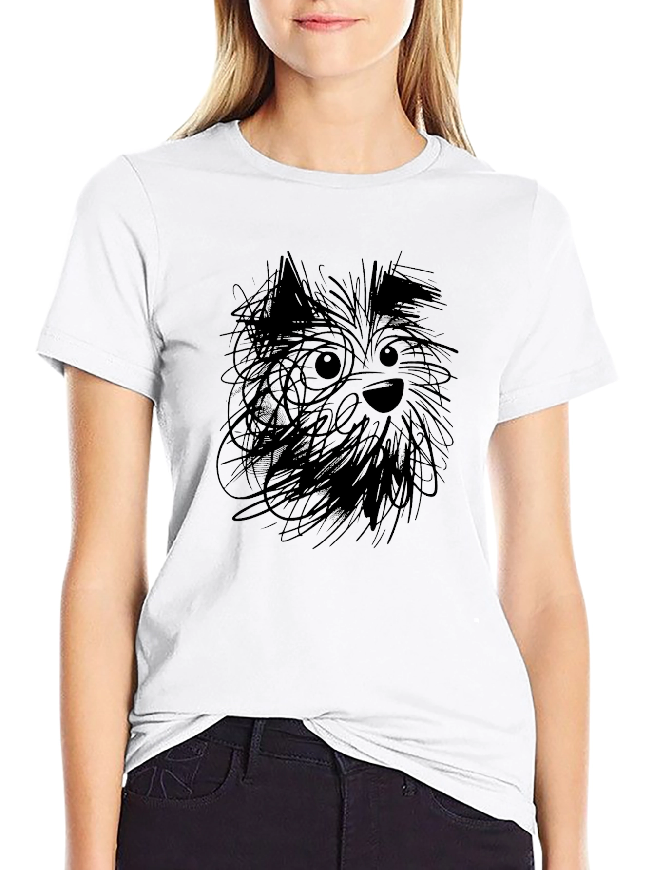 Dog Sketch Black T-Shirt