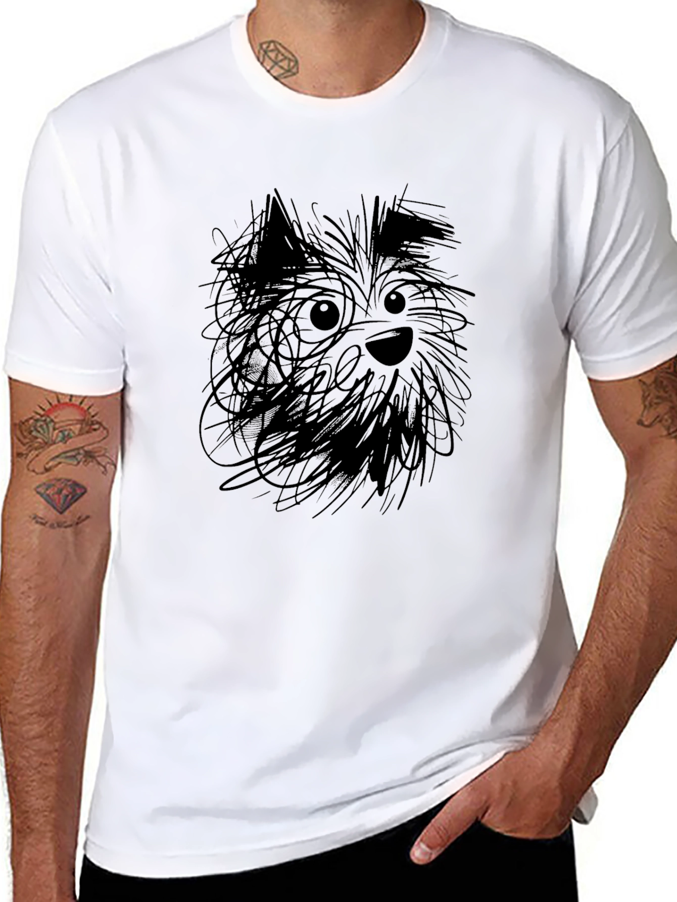 Dog Sketch Black T-Shirt