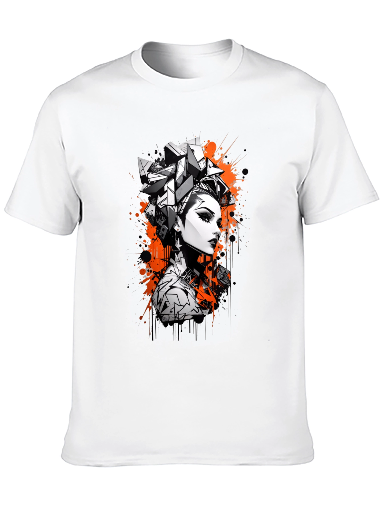 Edgy Graphic Print Tee - Geometric Hairstyle Design