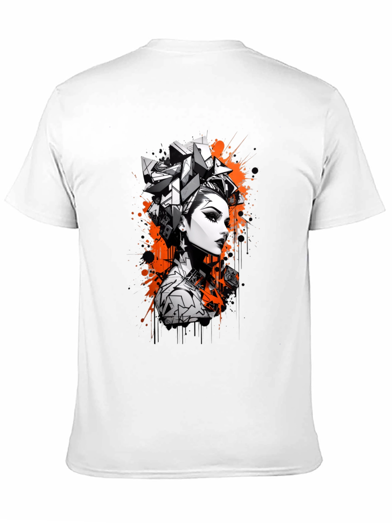 Edgy Graphic Print Tee - Geometric Hairstyle Design
