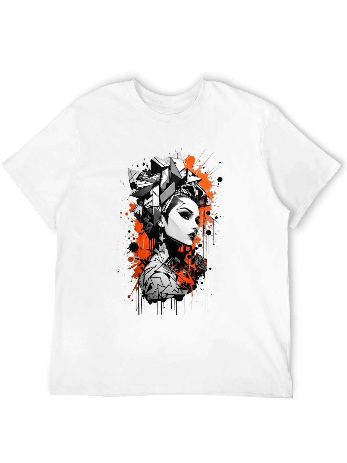 Edgy Graphic Print Tee - Geometric Hairstyle Design