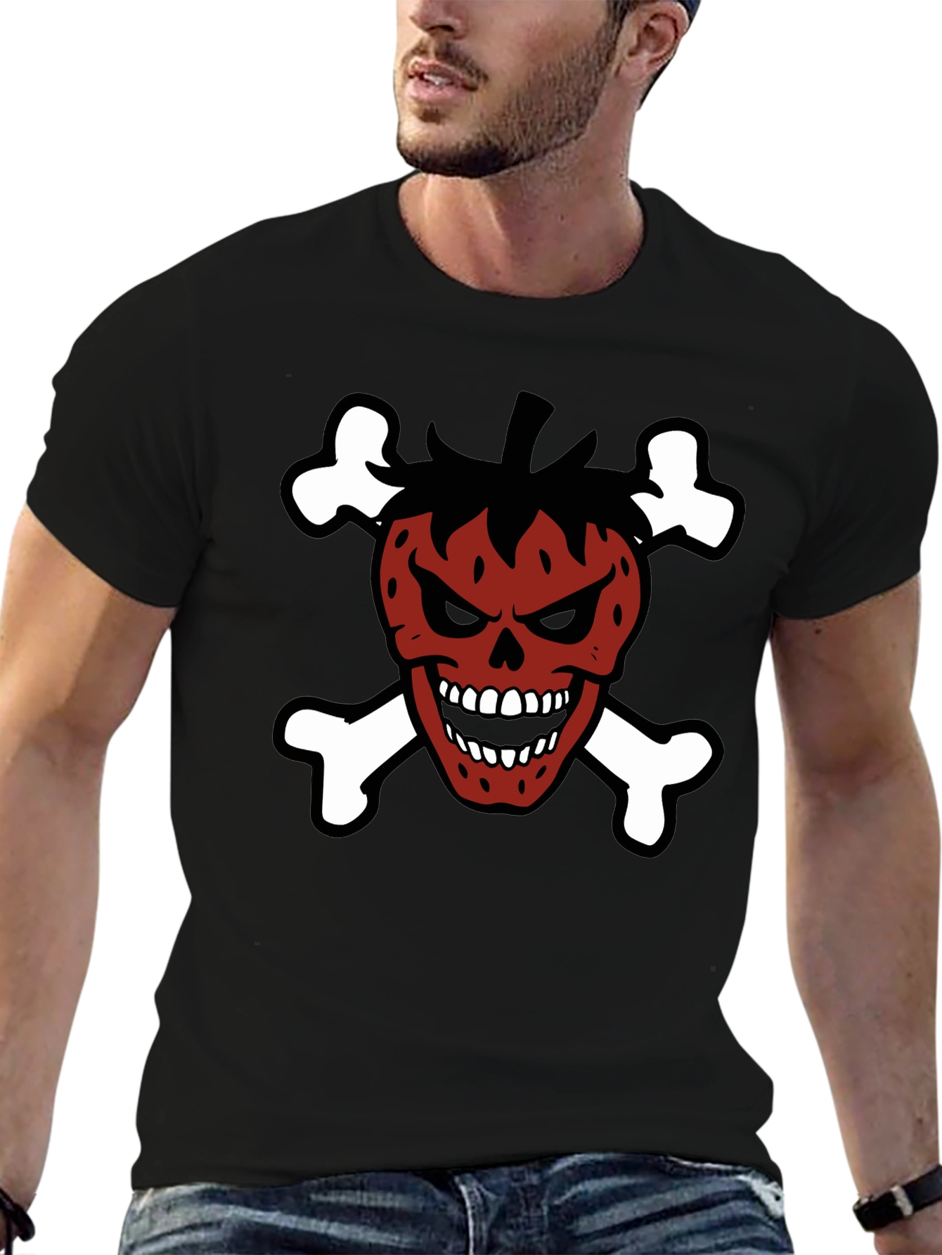 Strawberry Skull & Crossbones Graphic T-Shirt