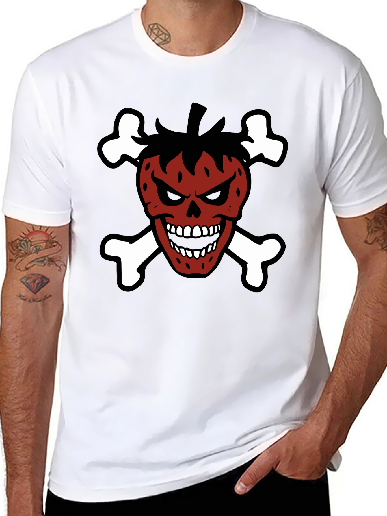 Strawberry Skull & Crossbones Graphic T-Shirt