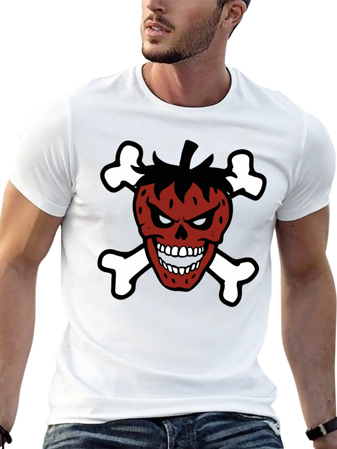 Strawberry Skull & Crossbones Graphic T-Shirt