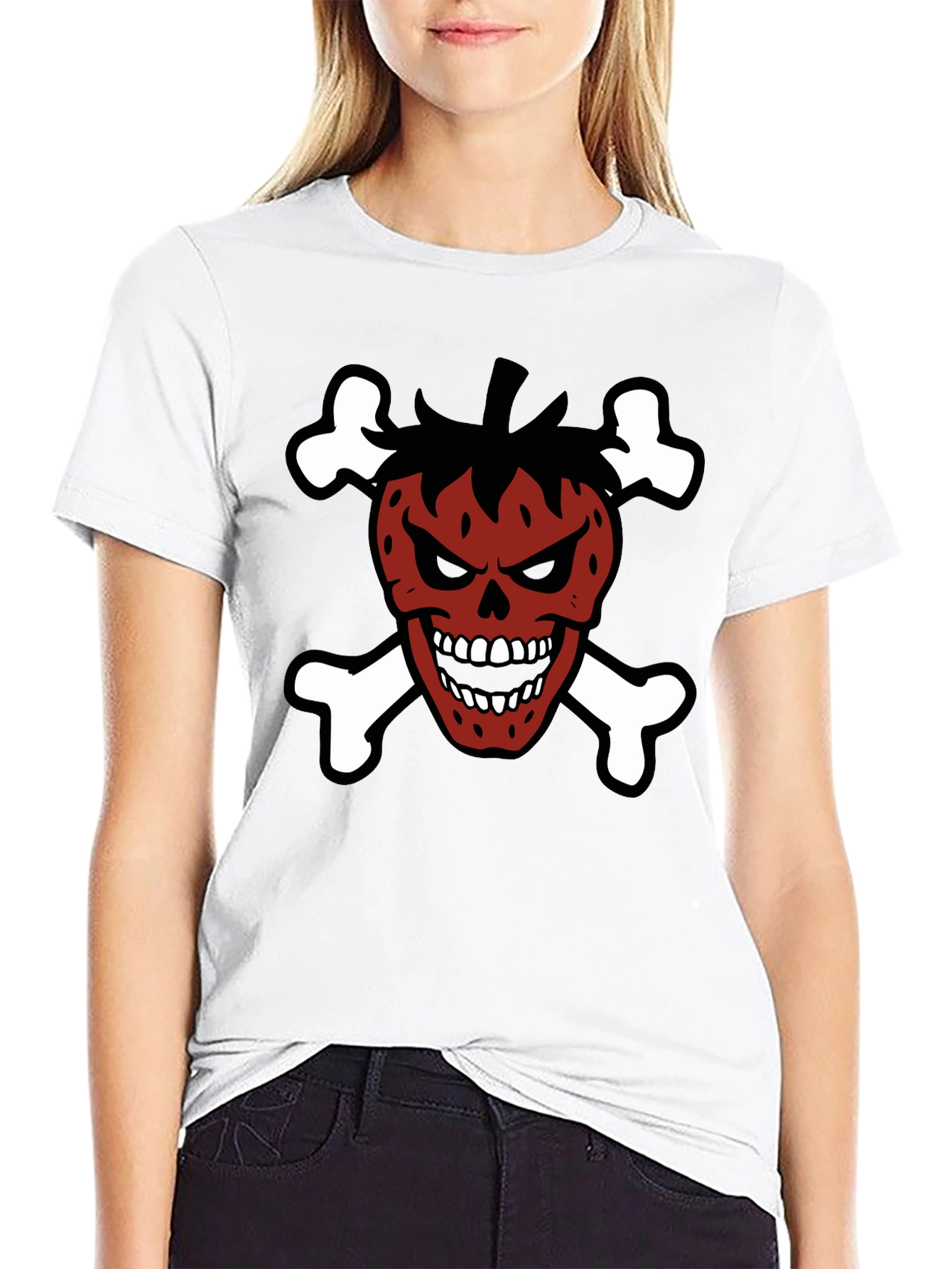Strawberry Skull & Crossbones Graphic T-Shirt