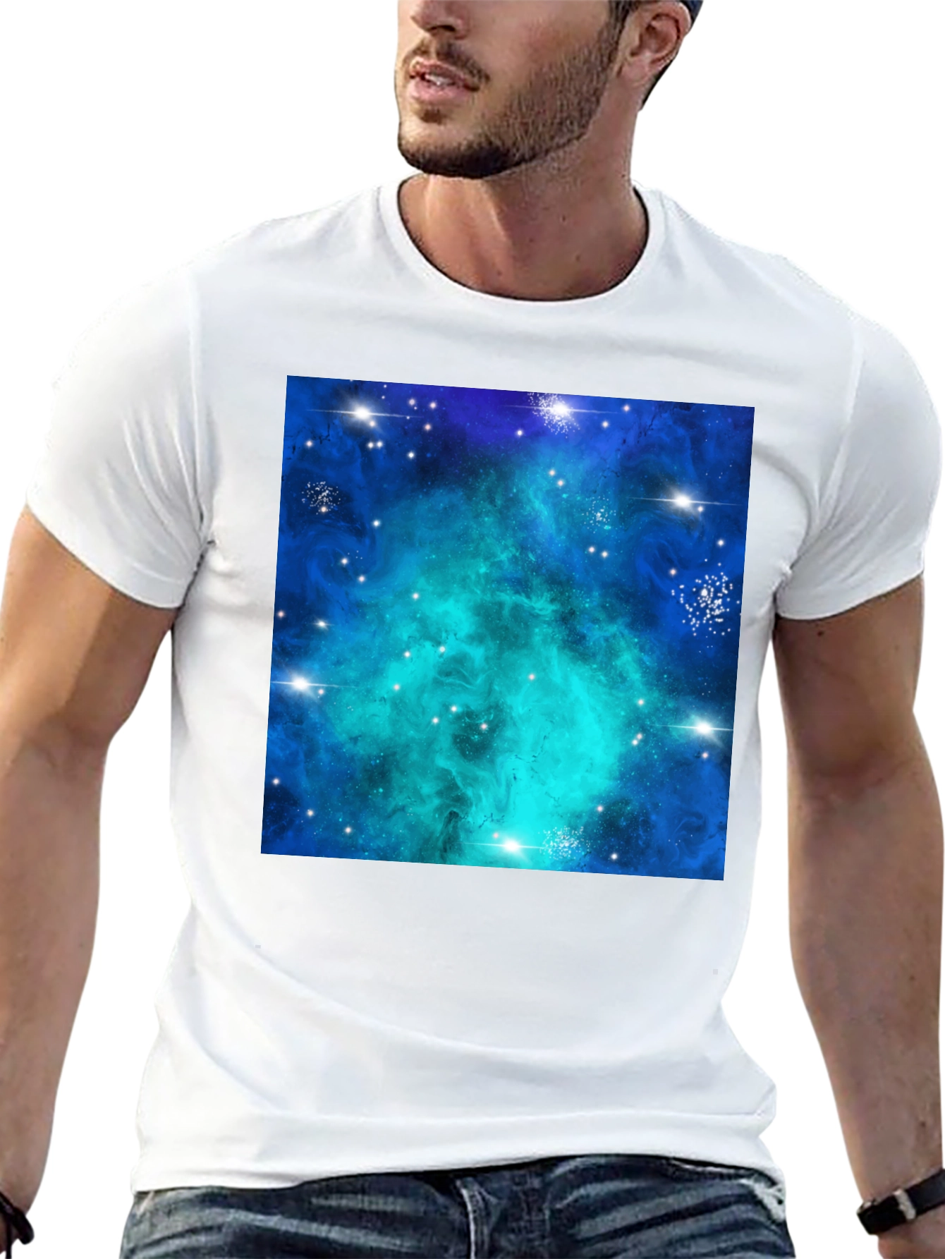 Galaxy Nebula Print Black T-Shirt