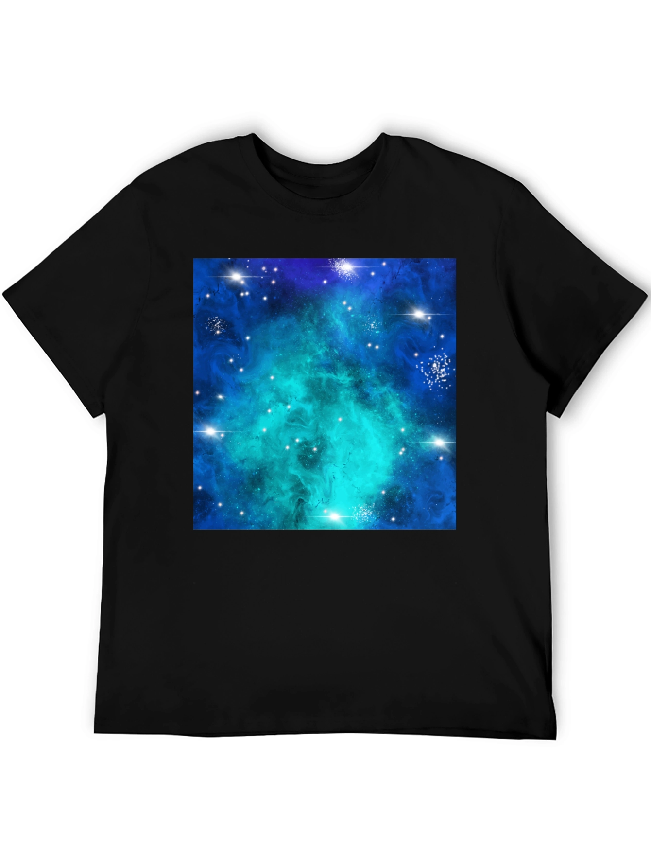 Galaxy Nebula Print Black T-Shirt