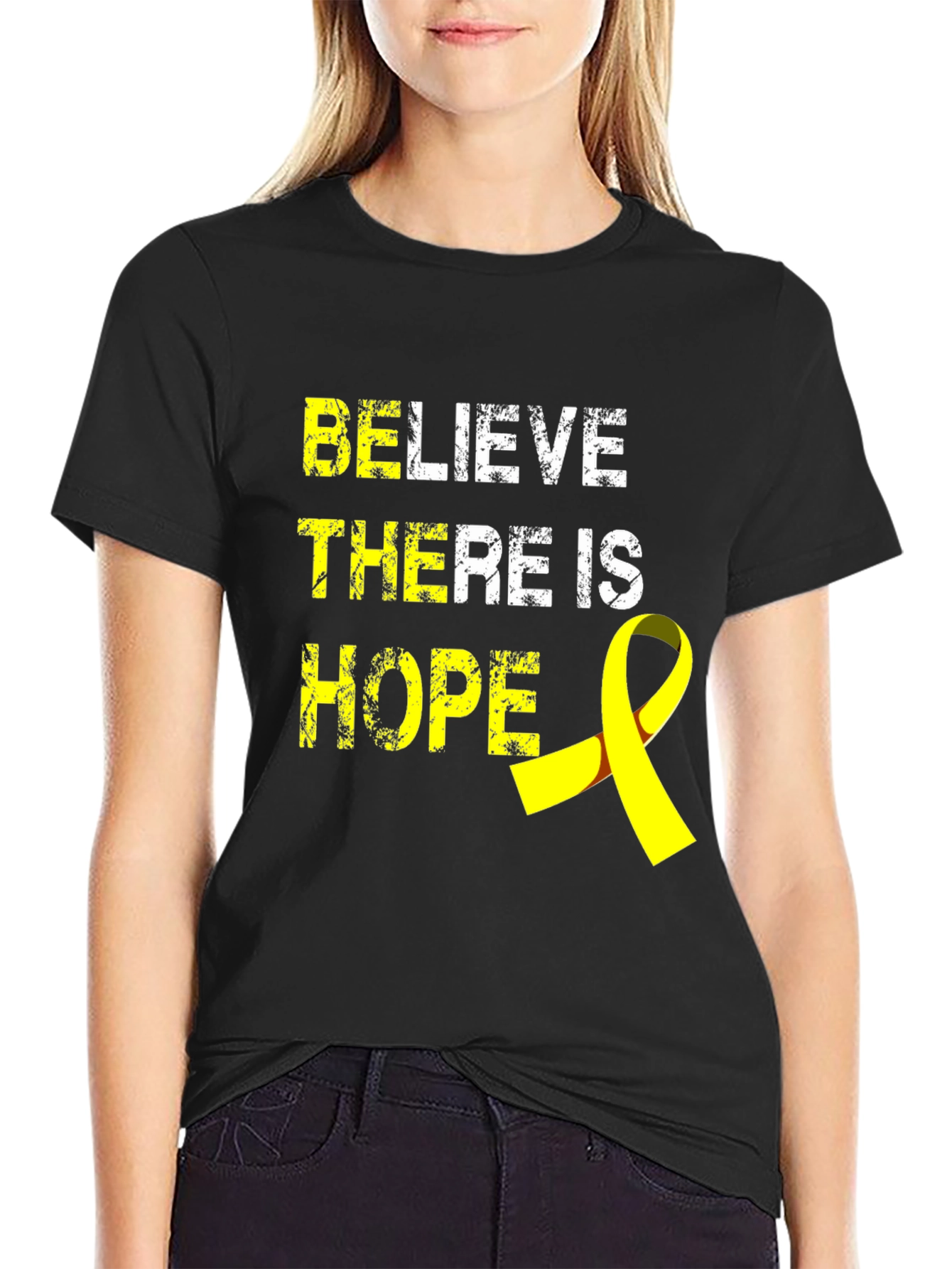 Believe There Is Hope T-Shirt - Yellow Ribbon