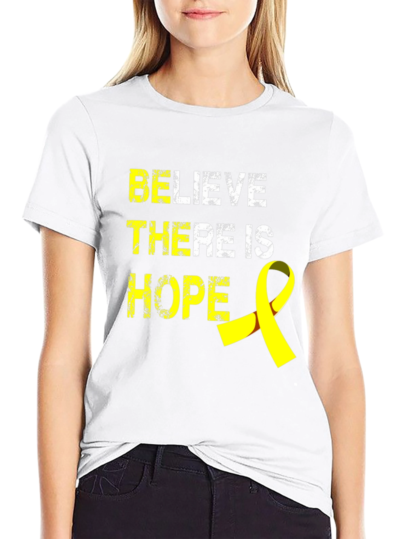 Believe There Is Hope T-Shirt - Yellow Ribbon