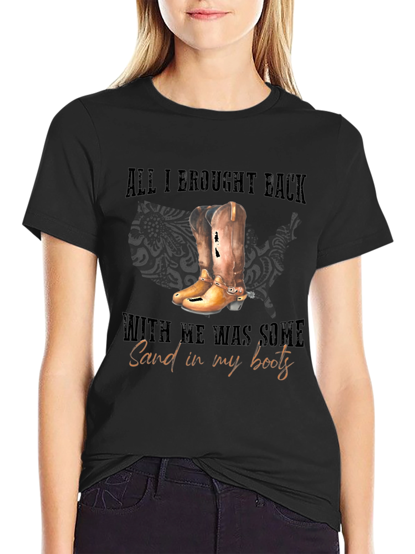 Sand In My Boots Black Graphic Tee
