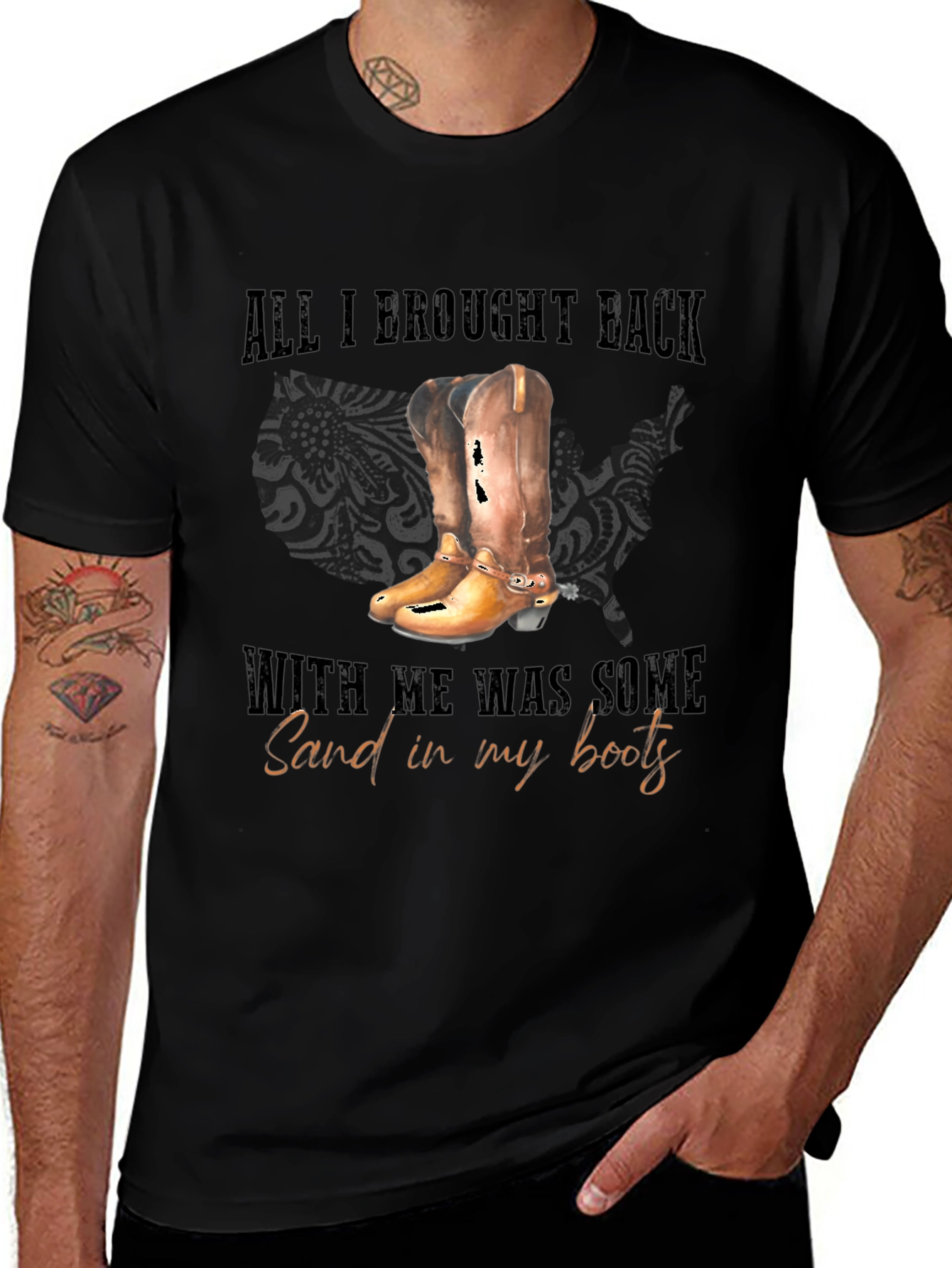 Sand In My Boots Black Graphic Tee