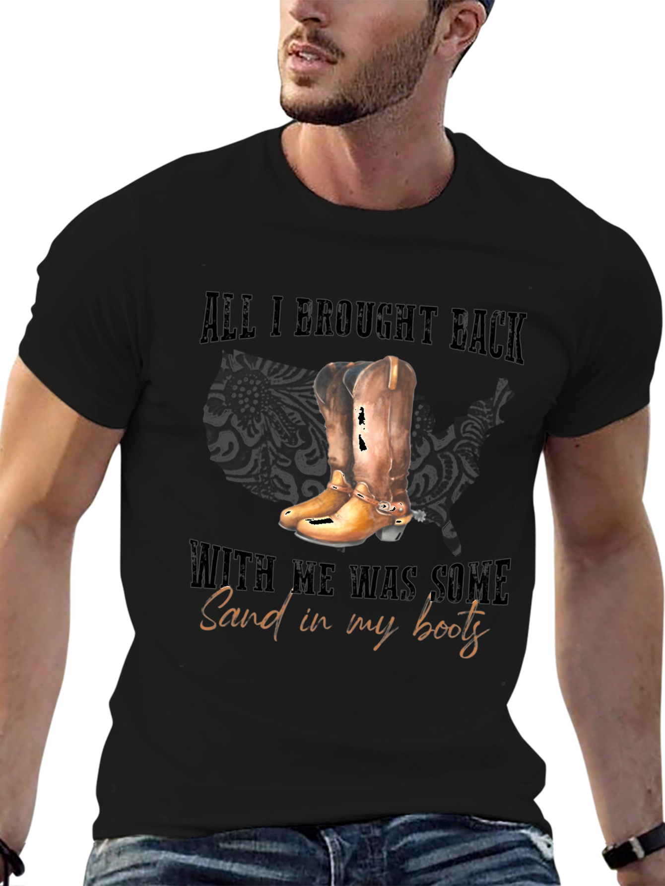 Sand In My Boots Black Graphic Tee