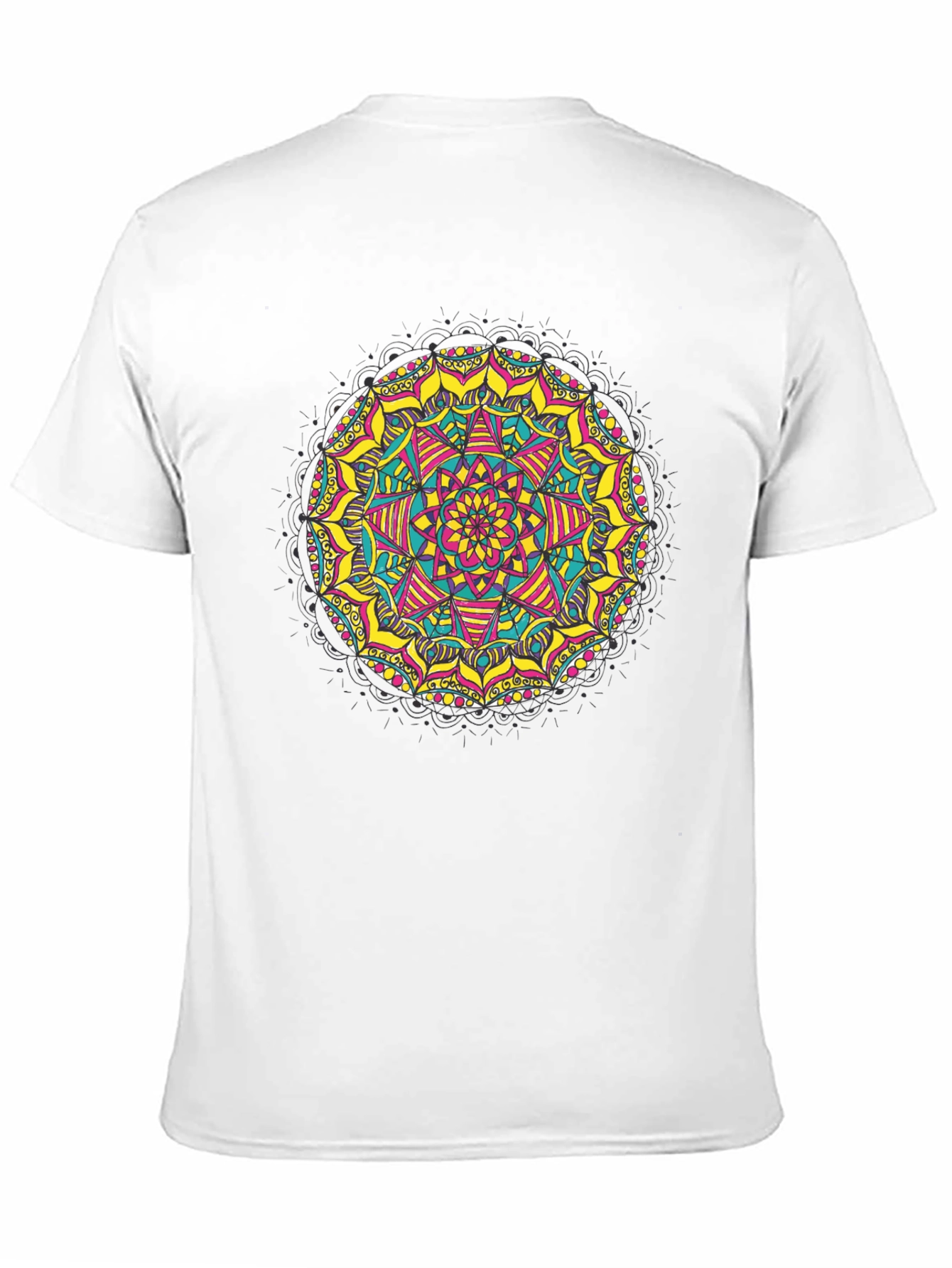 Black Mandala T-Shirt - Vibrant Geometric Design