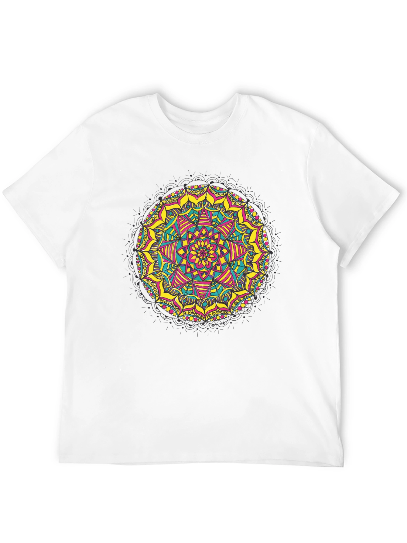 Black Mandala T-Shirt - Vibrant Geometric Design