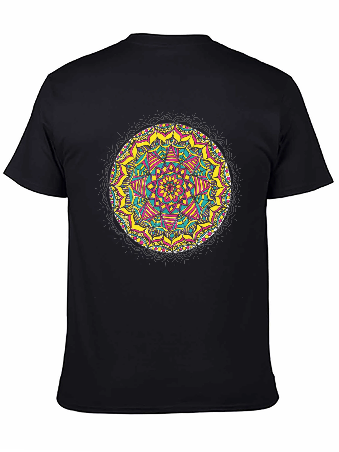 Black Mandala T-Shirt - Vibrant Geometric Design