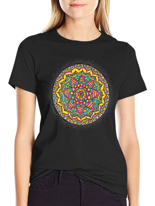 Black Mandala T-Shirt - Vibrant Geometric Design
