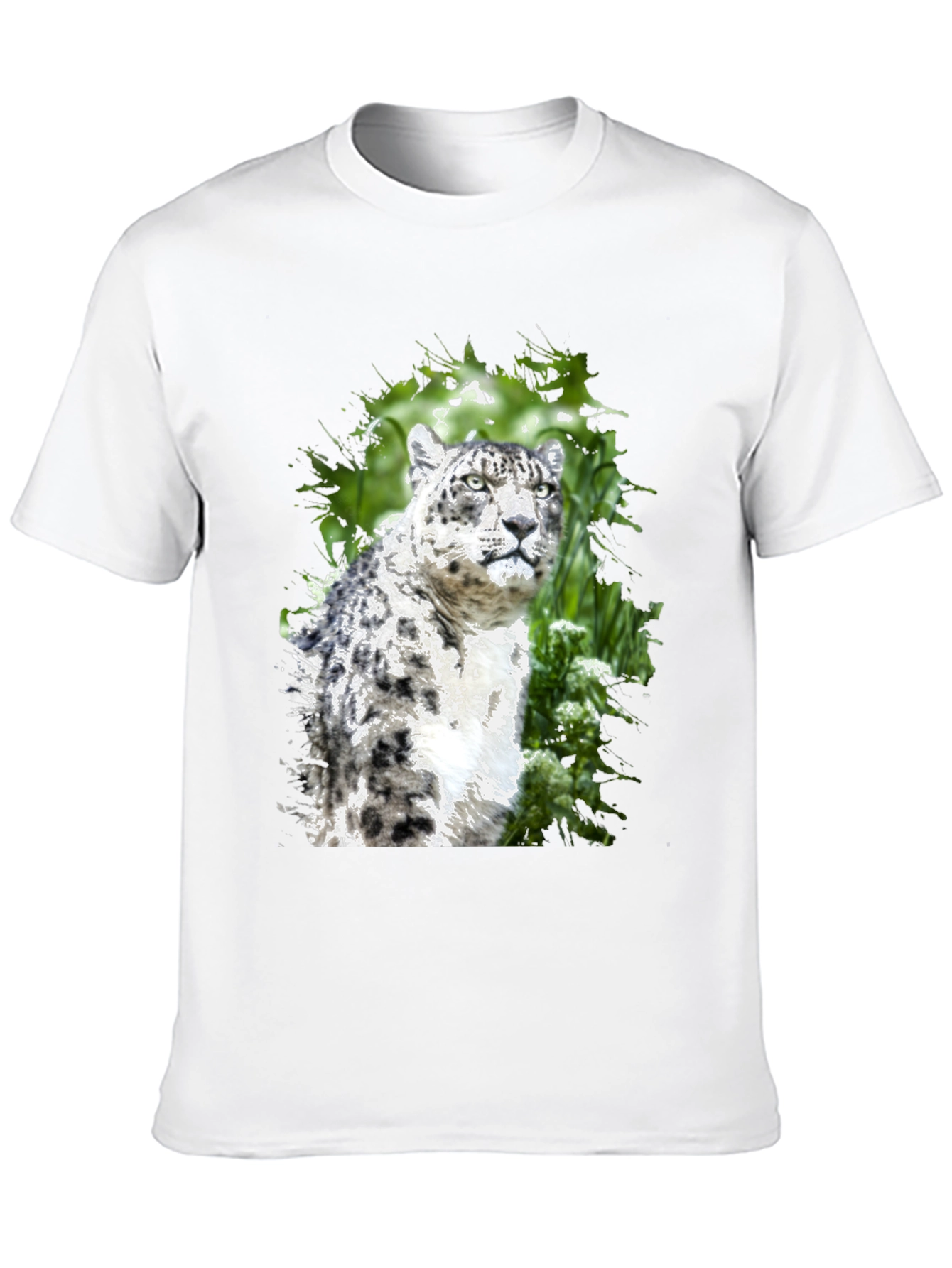 Snow Leopard Graphic Tee - Black Cotton Blend