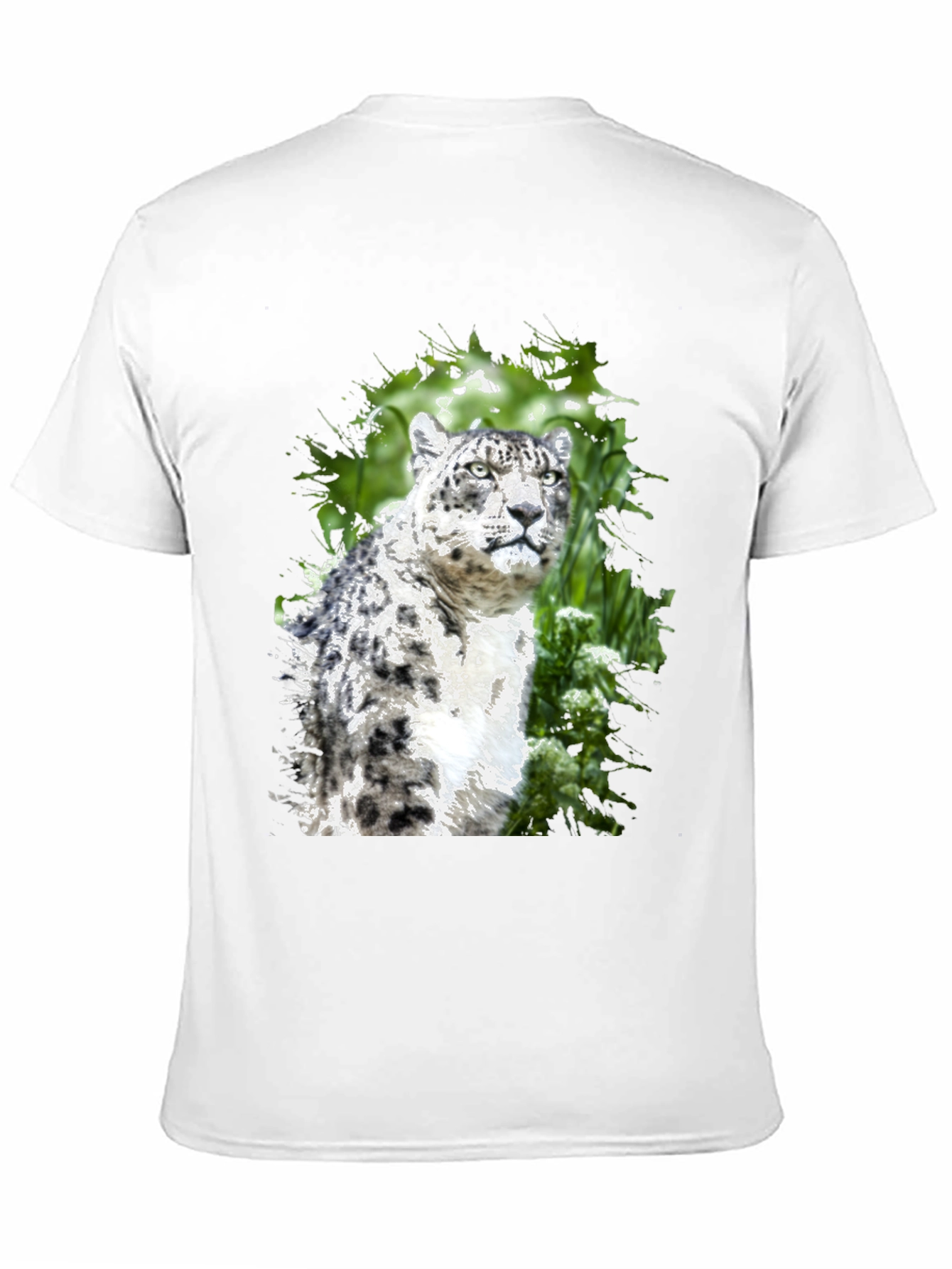 Snow Leopard Graphic Tee - Black Cotton Blend