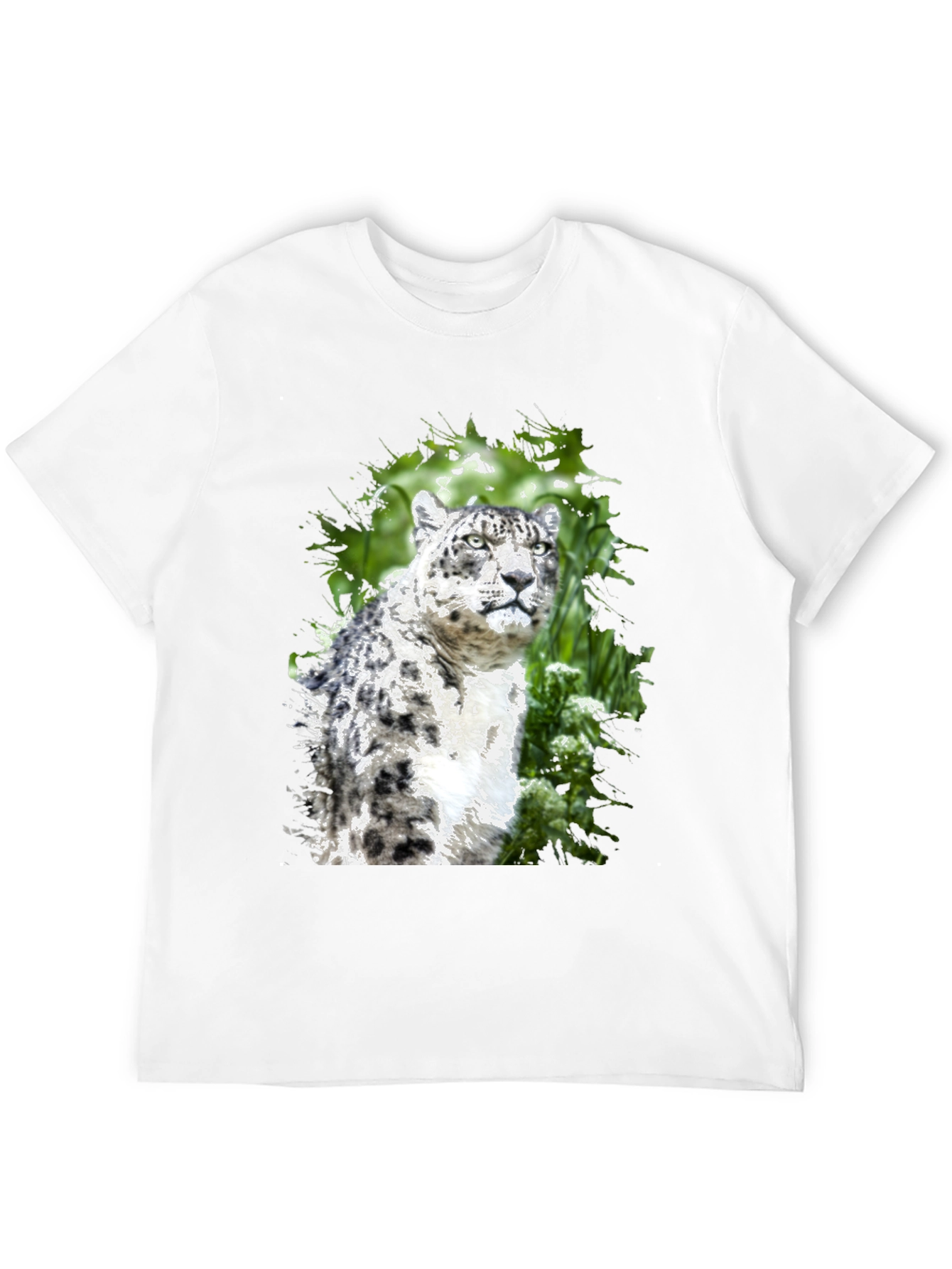 Snow Leopard Graphic Tee - Black Cotton Blend