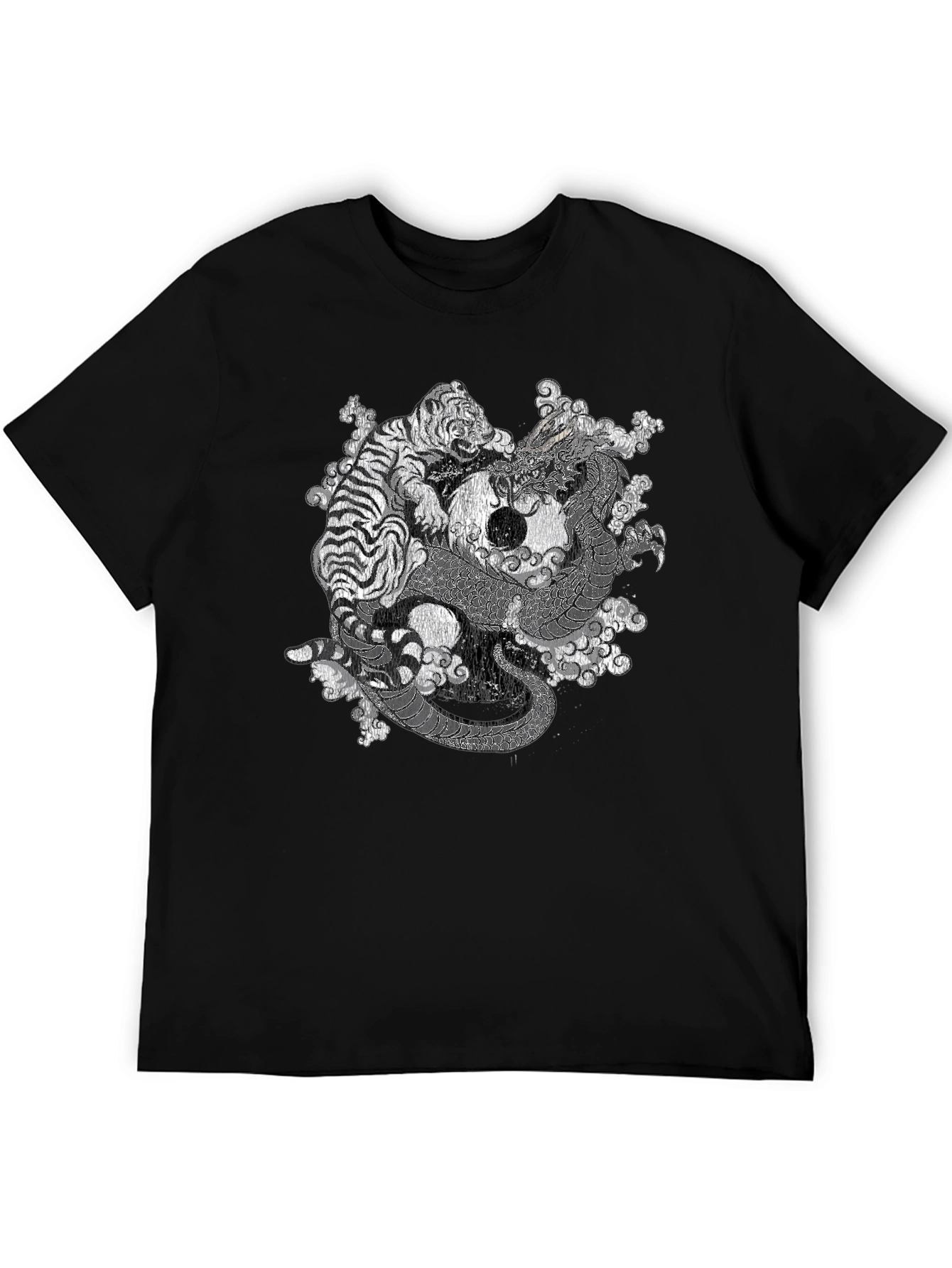 Yin Yang Dragon & Tiger Graphic T-Shirt