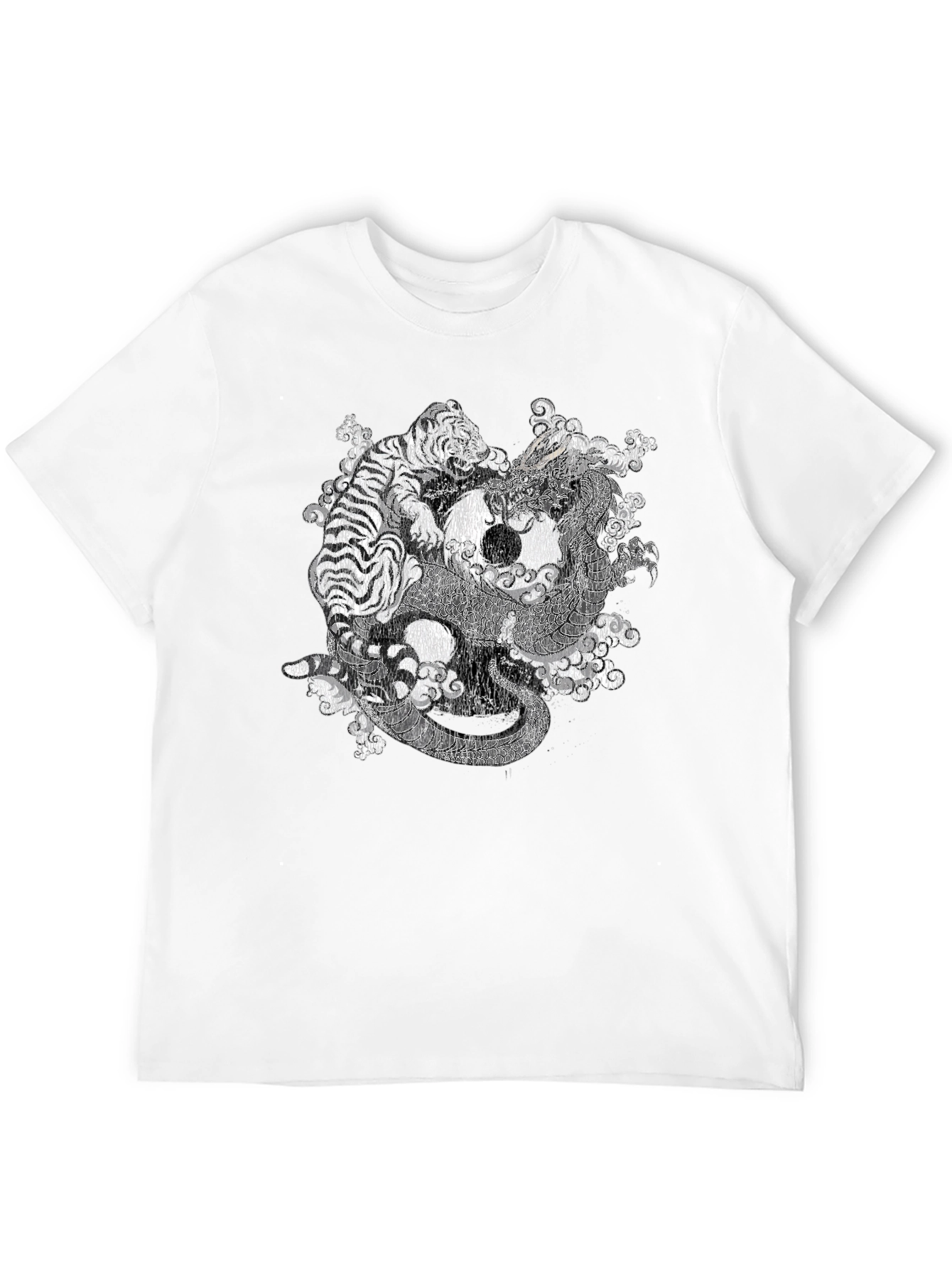 Yin Yang Dragon & Tiger Graphic T-Shirt