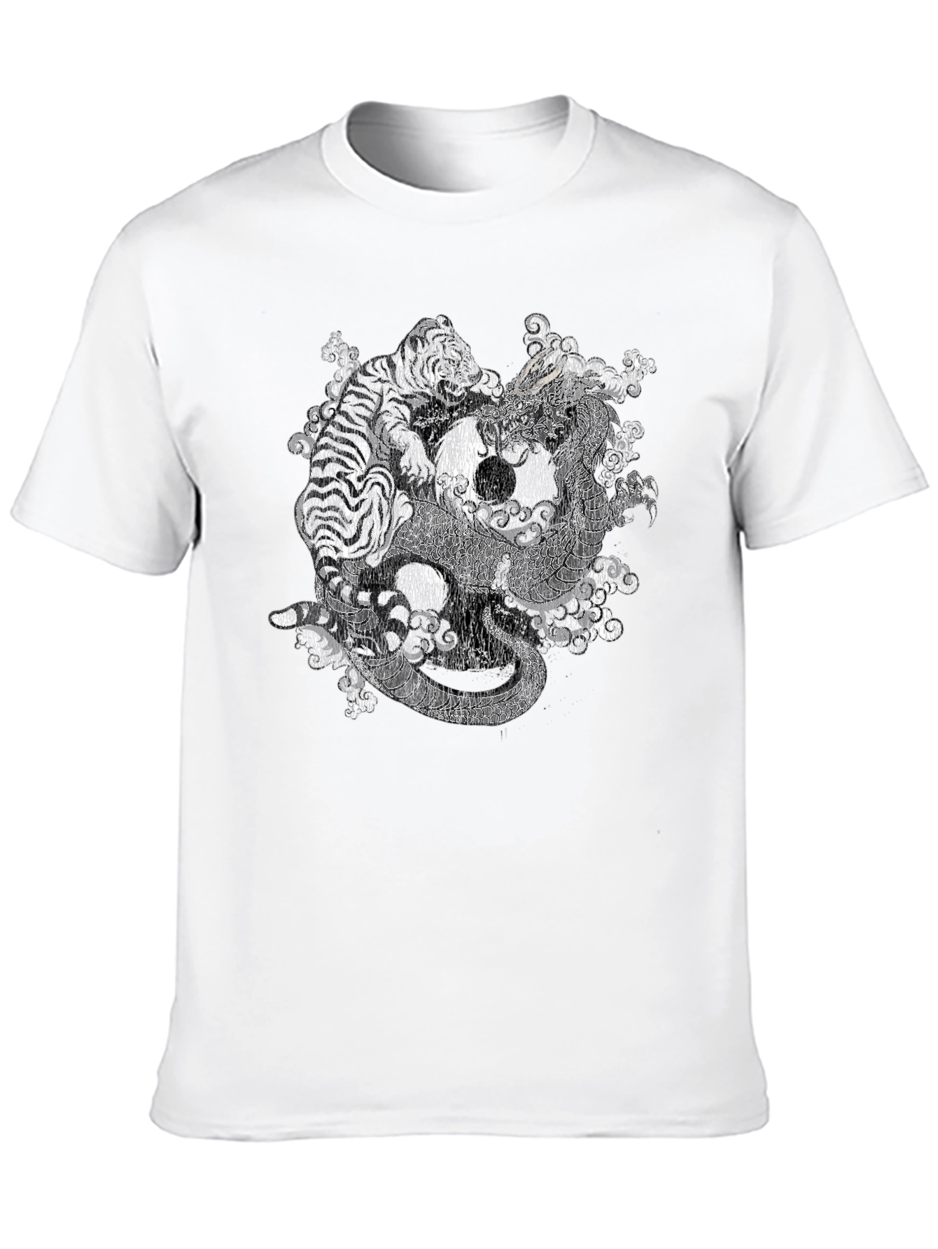 Yin Yang Dragon & Tiger Graphic T-Shirt
