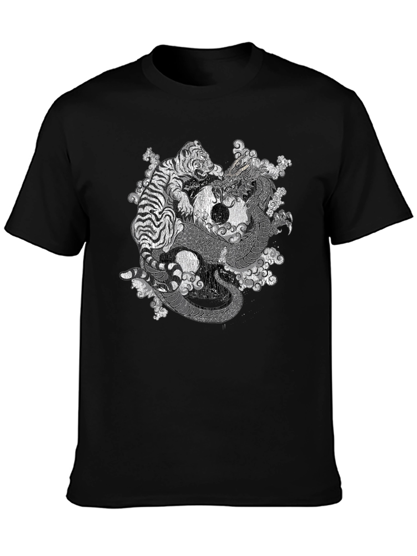 Yin Yang Dragon & Tiger Graphic T-Shirt