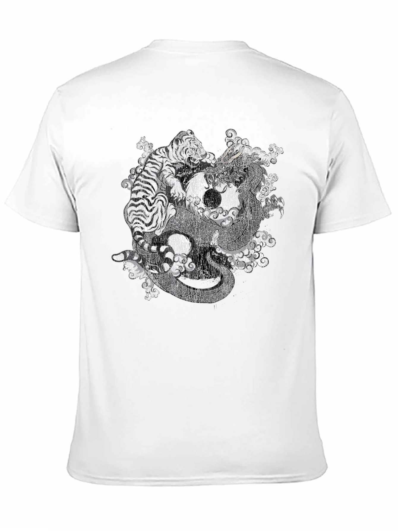 Yin Yang Dragon & Tiger Graphic T-Shirt