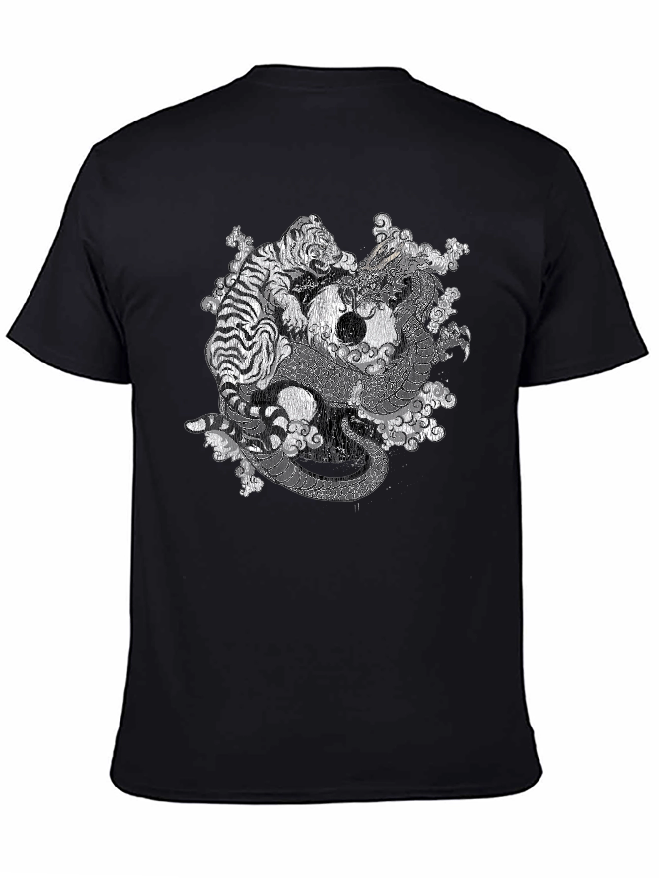 Yin Yang Dragon & Tiger Graphic T-Shirt