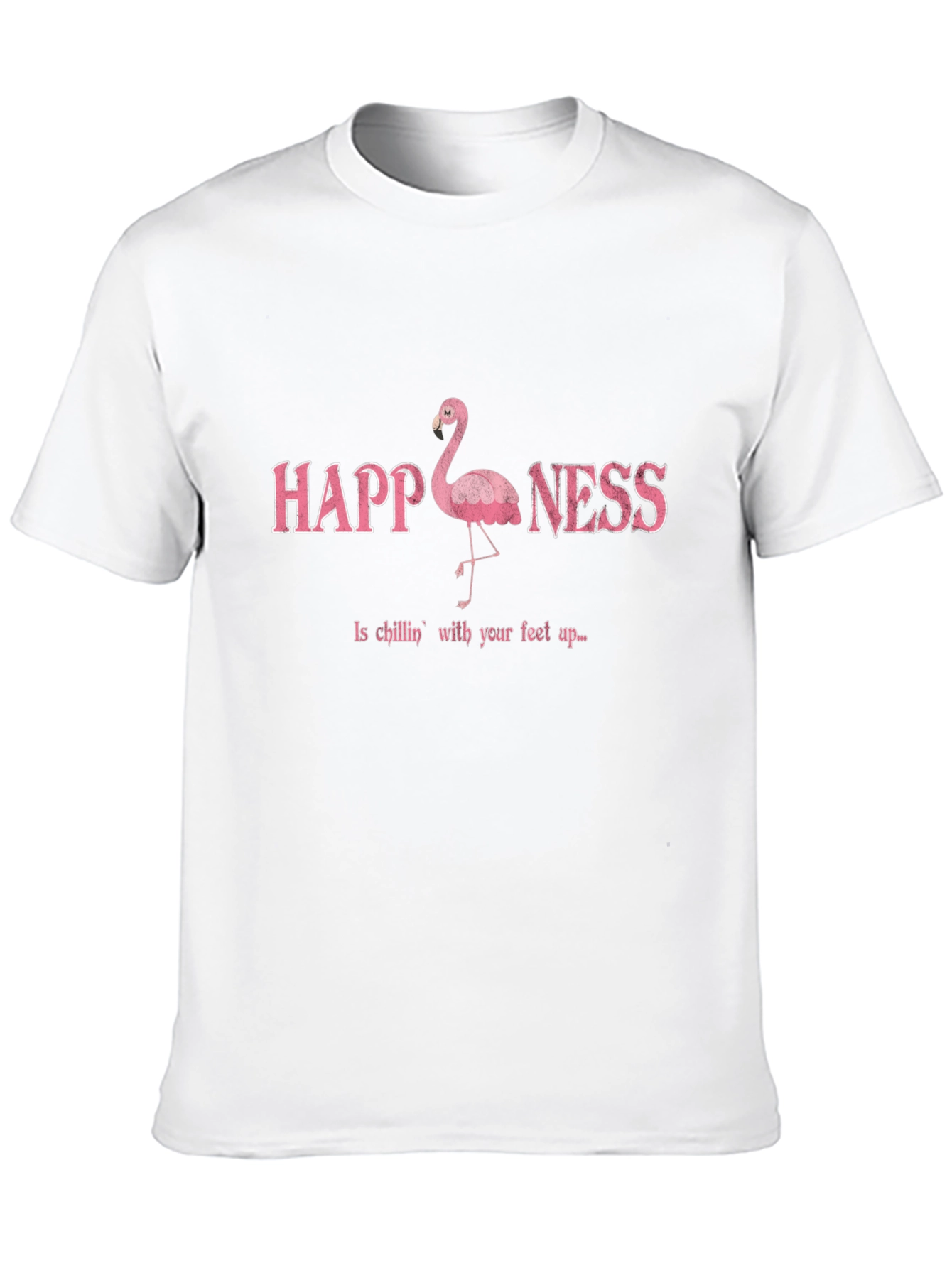 Happiness Flamingo Graphic Black T-Shirt
