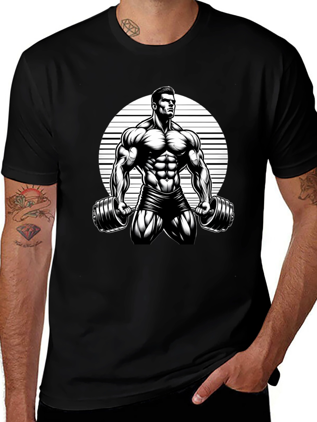 Muscle Man Graphic Black T-Shirt