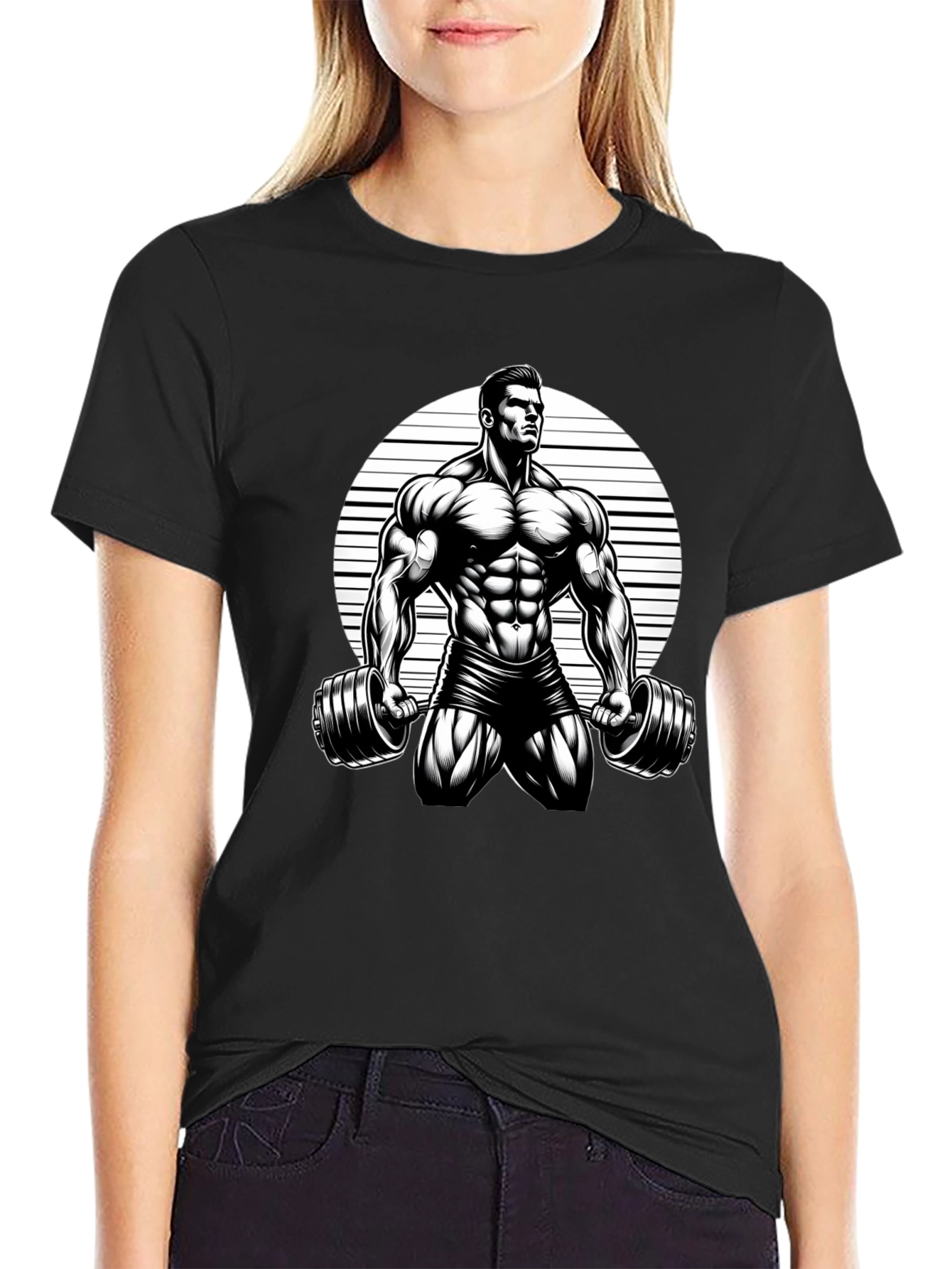 Muscle Man Graphic Black T-Shirt
