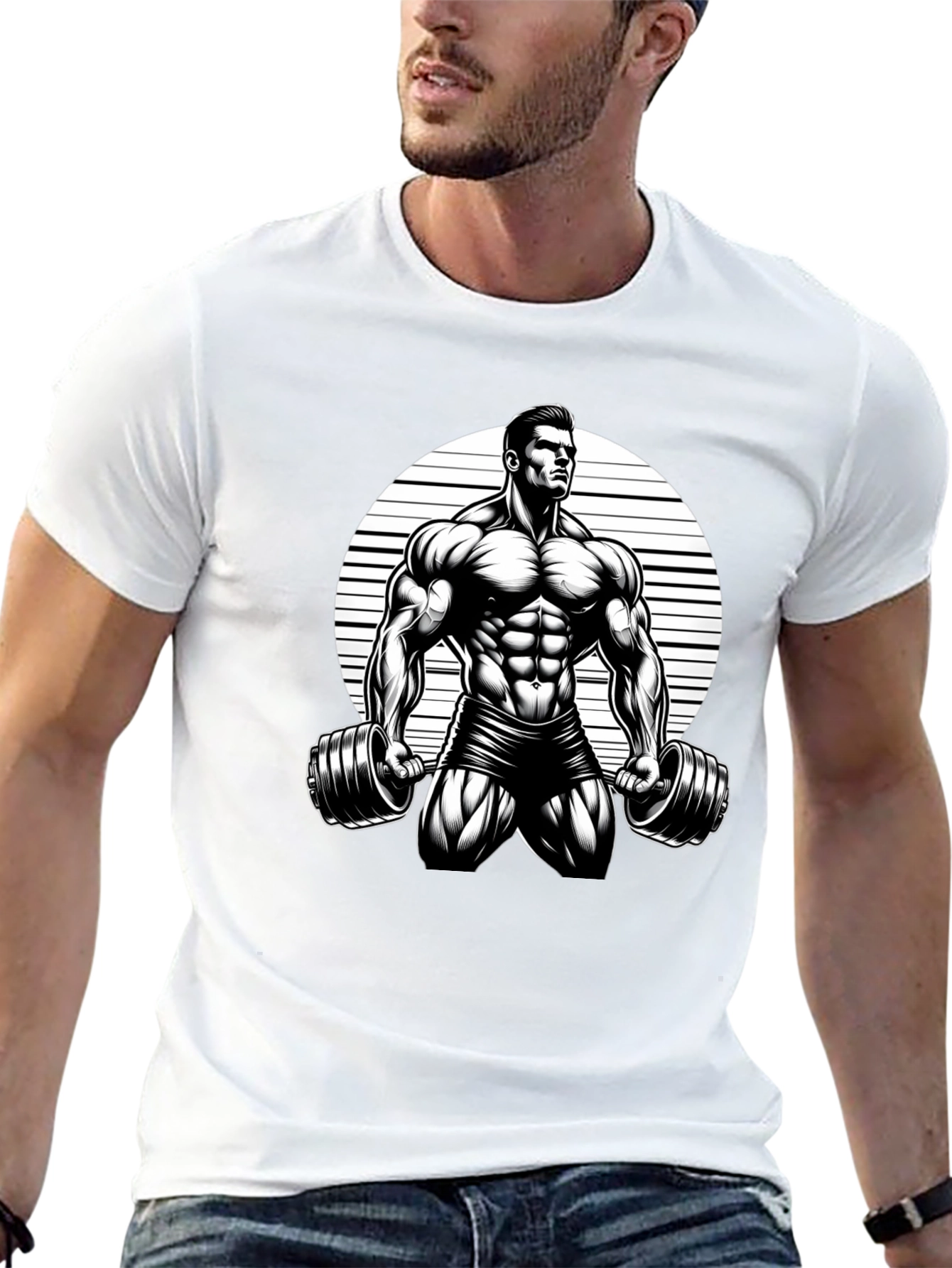 Muscle Man Graphic Black T-Shirt