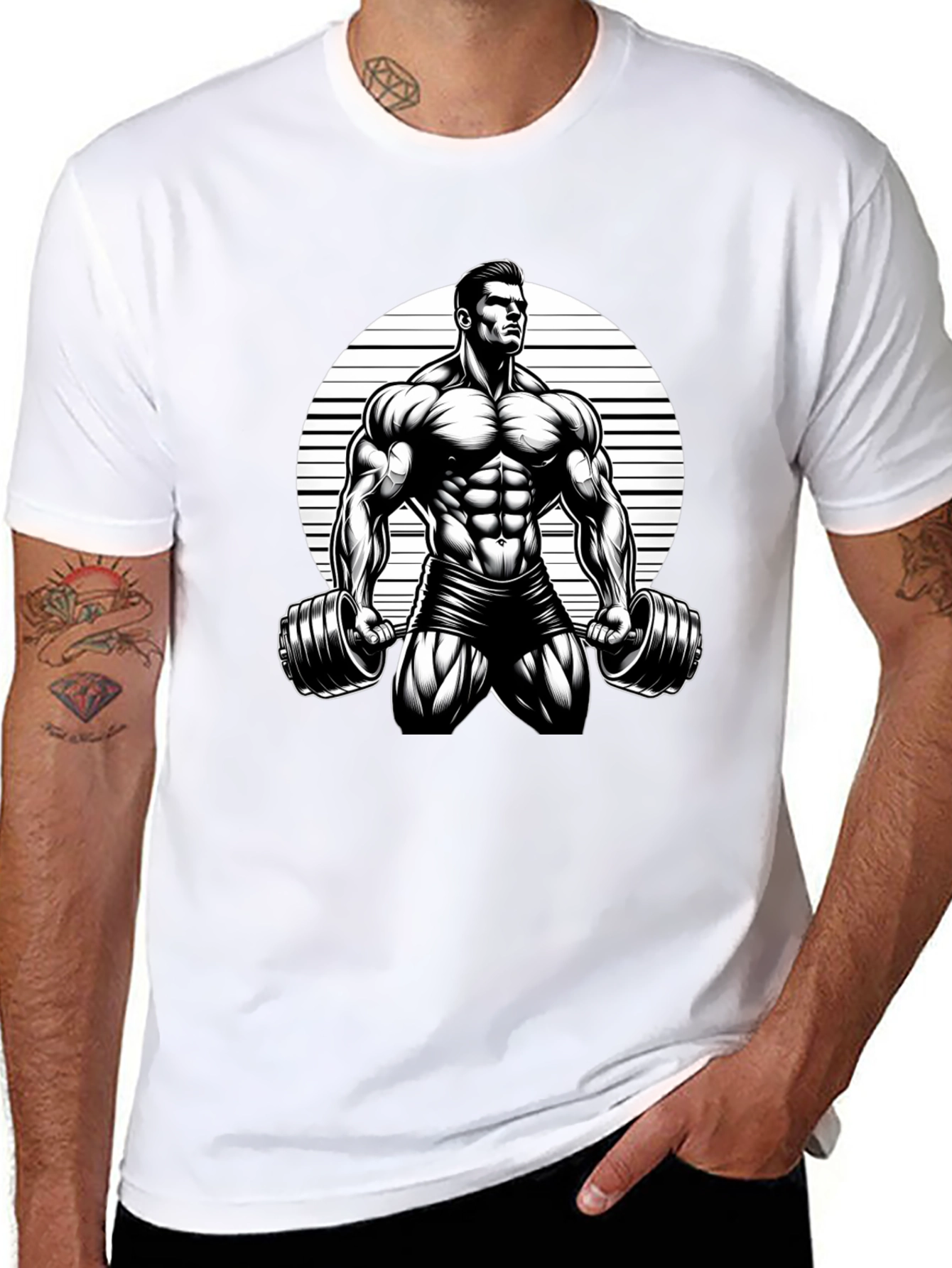 Muscle Man Graphic Black T-Shirt