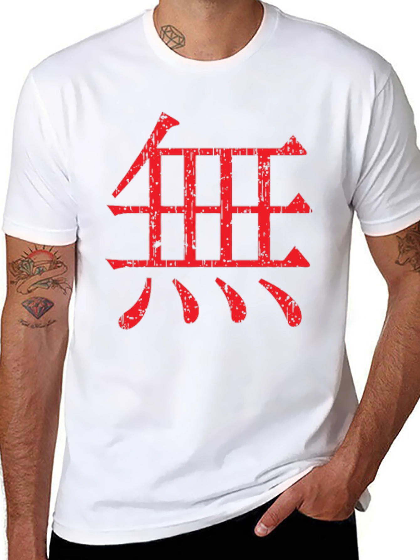 Red Kanji Symbol Graphic Black T-Shirt
