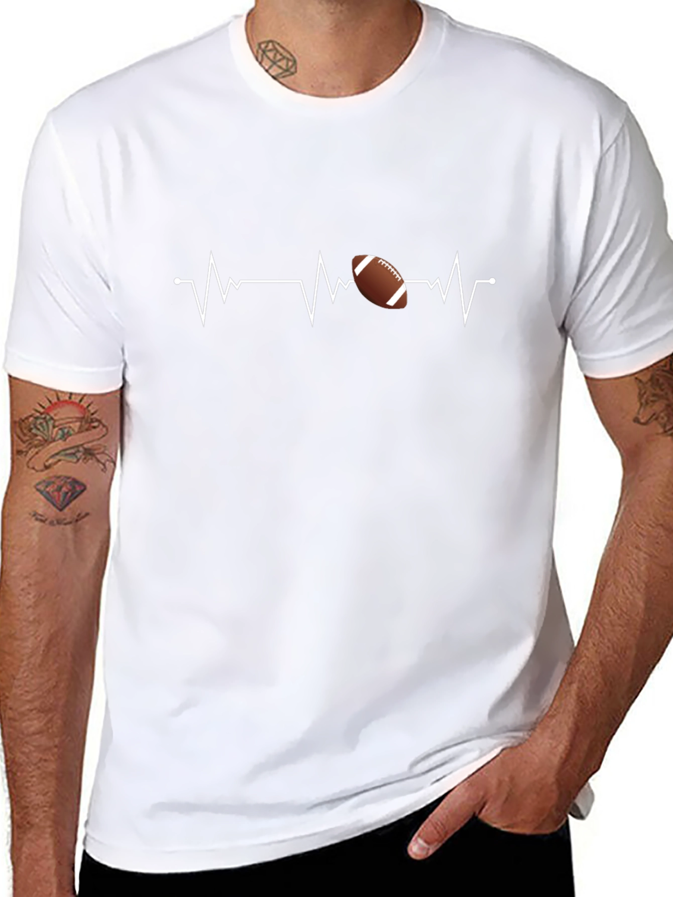 Football Heartbeat Graphic T-Shirt