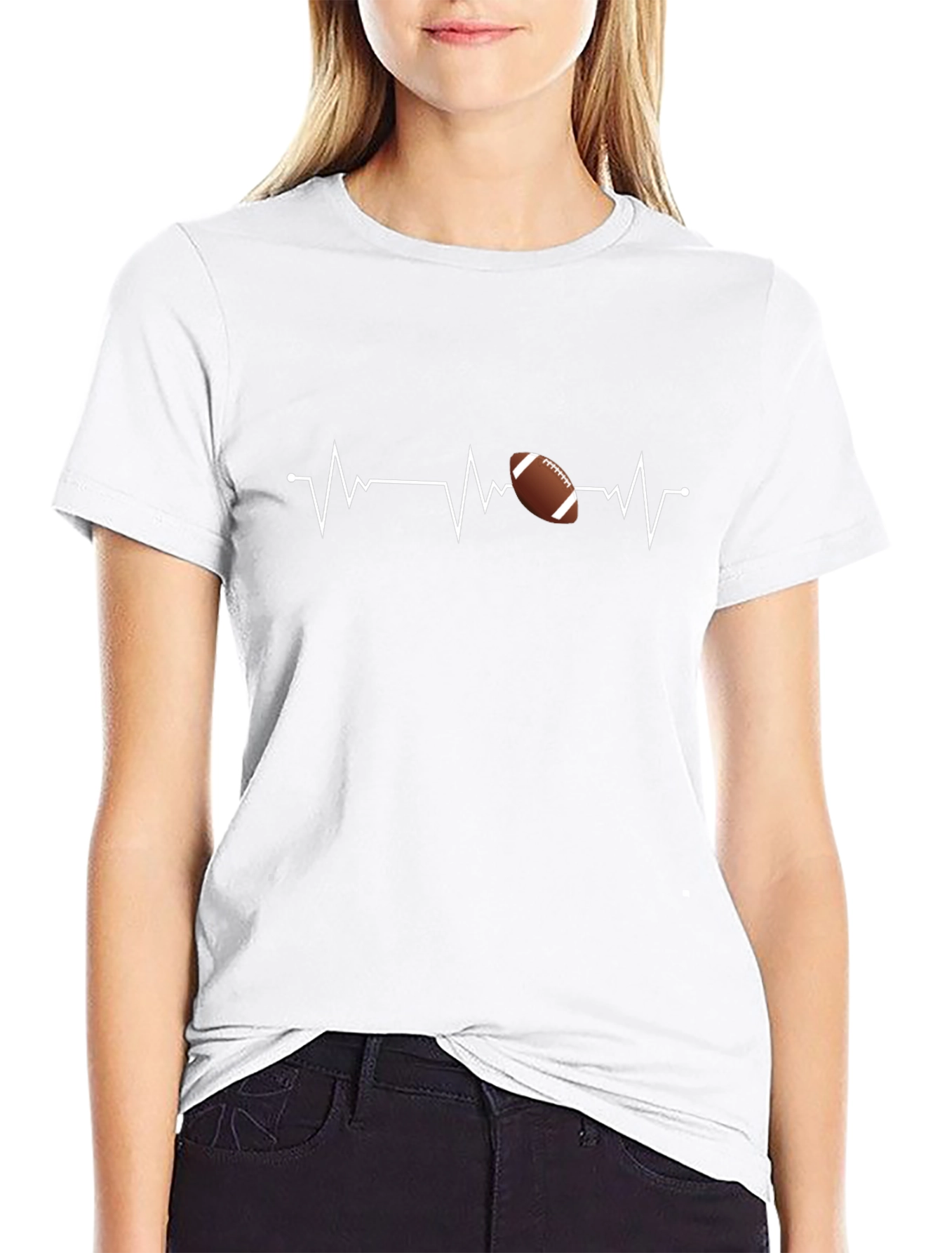 Football Heartbeat Graphic T-Shirt