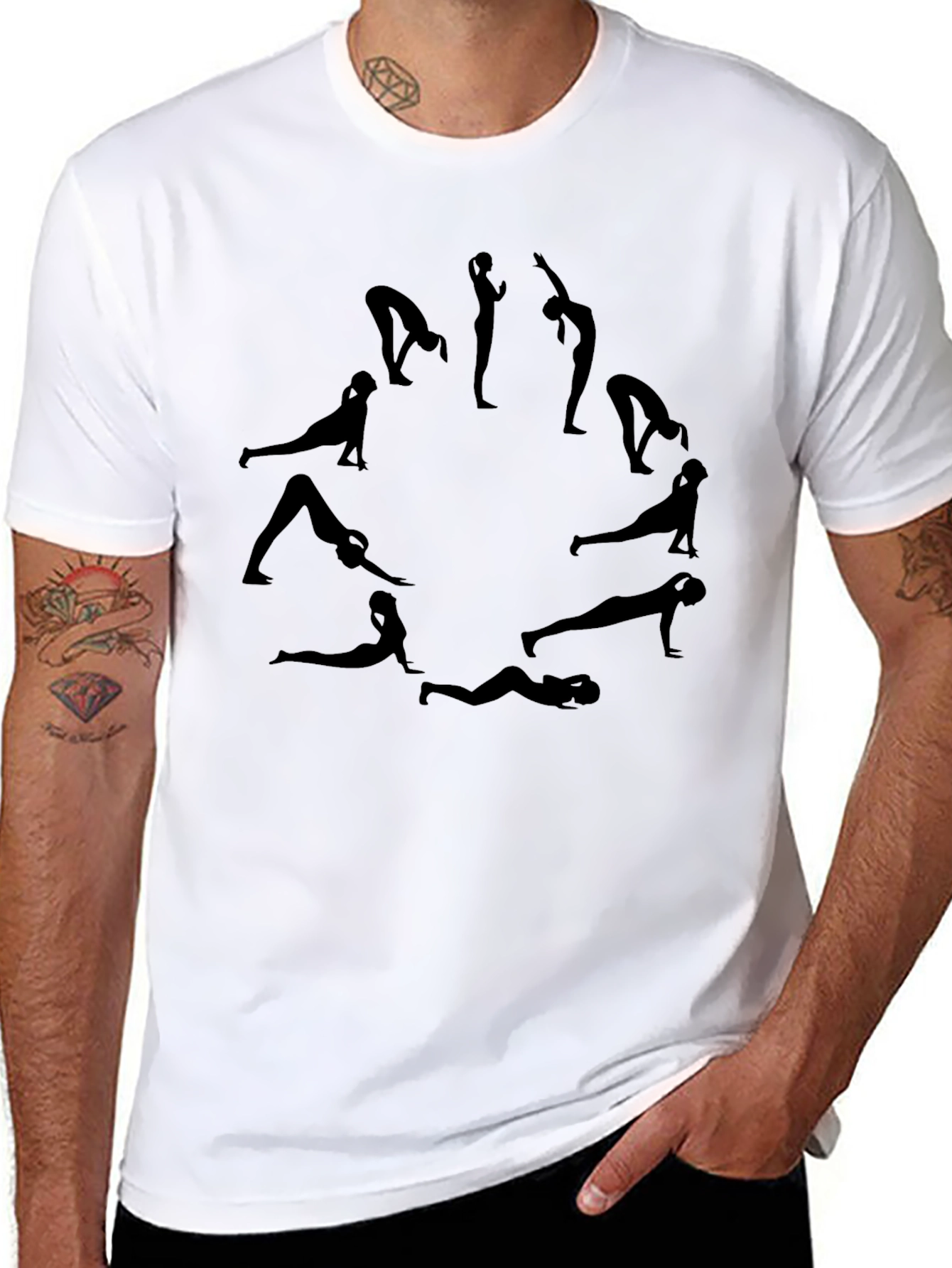 Yoga Pose Circle T-Shirt - Black Graphic Tee