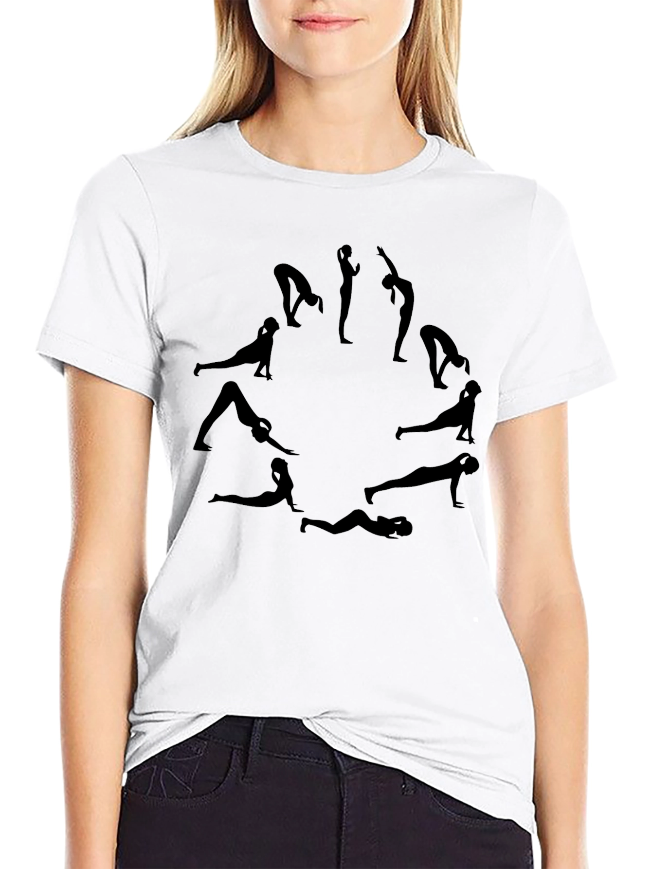 Yoga Pose Circle T-Shirt - Black Graphic Tee