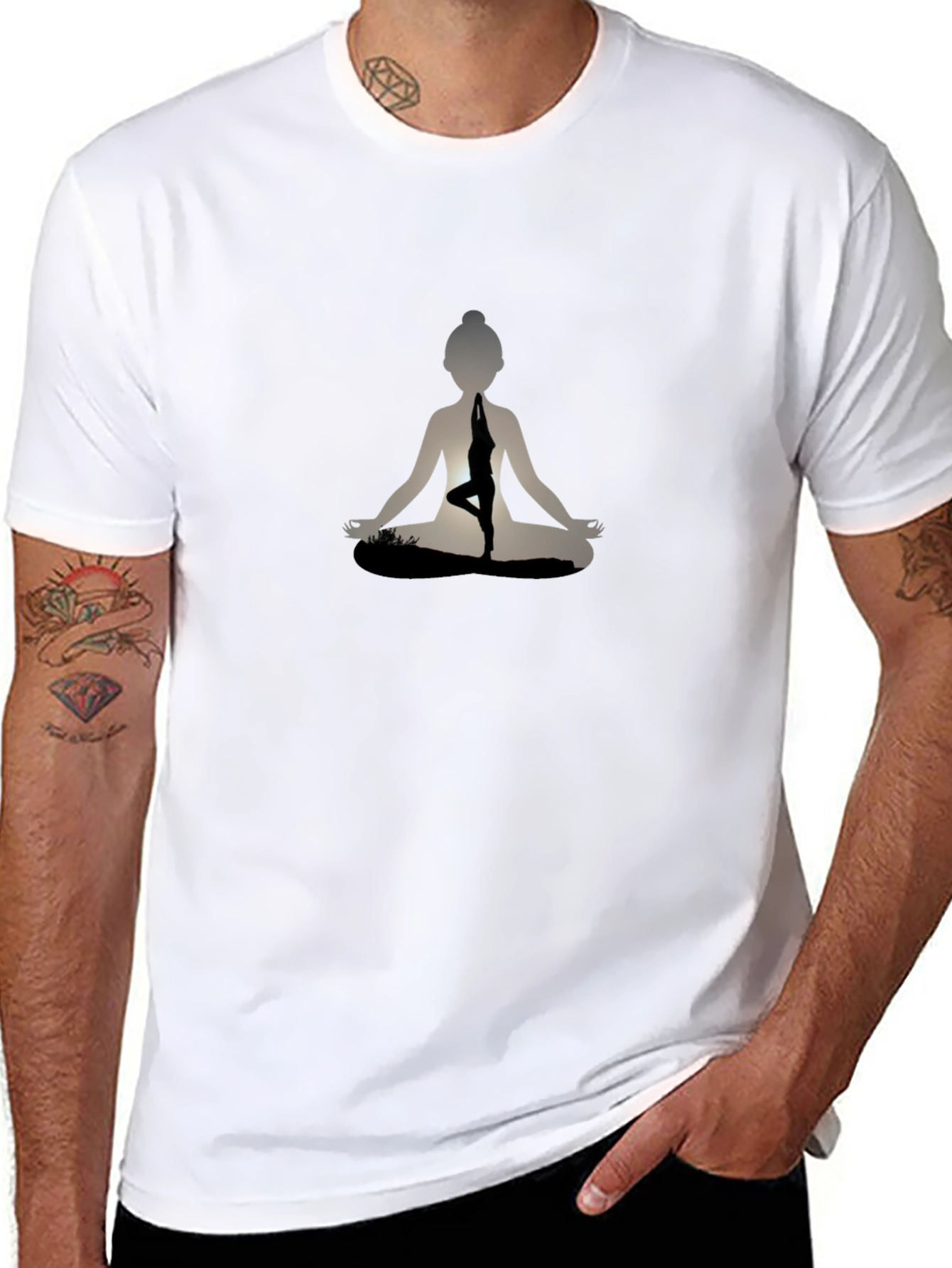 Yoga Silhouette Graphic Black T-Shirt