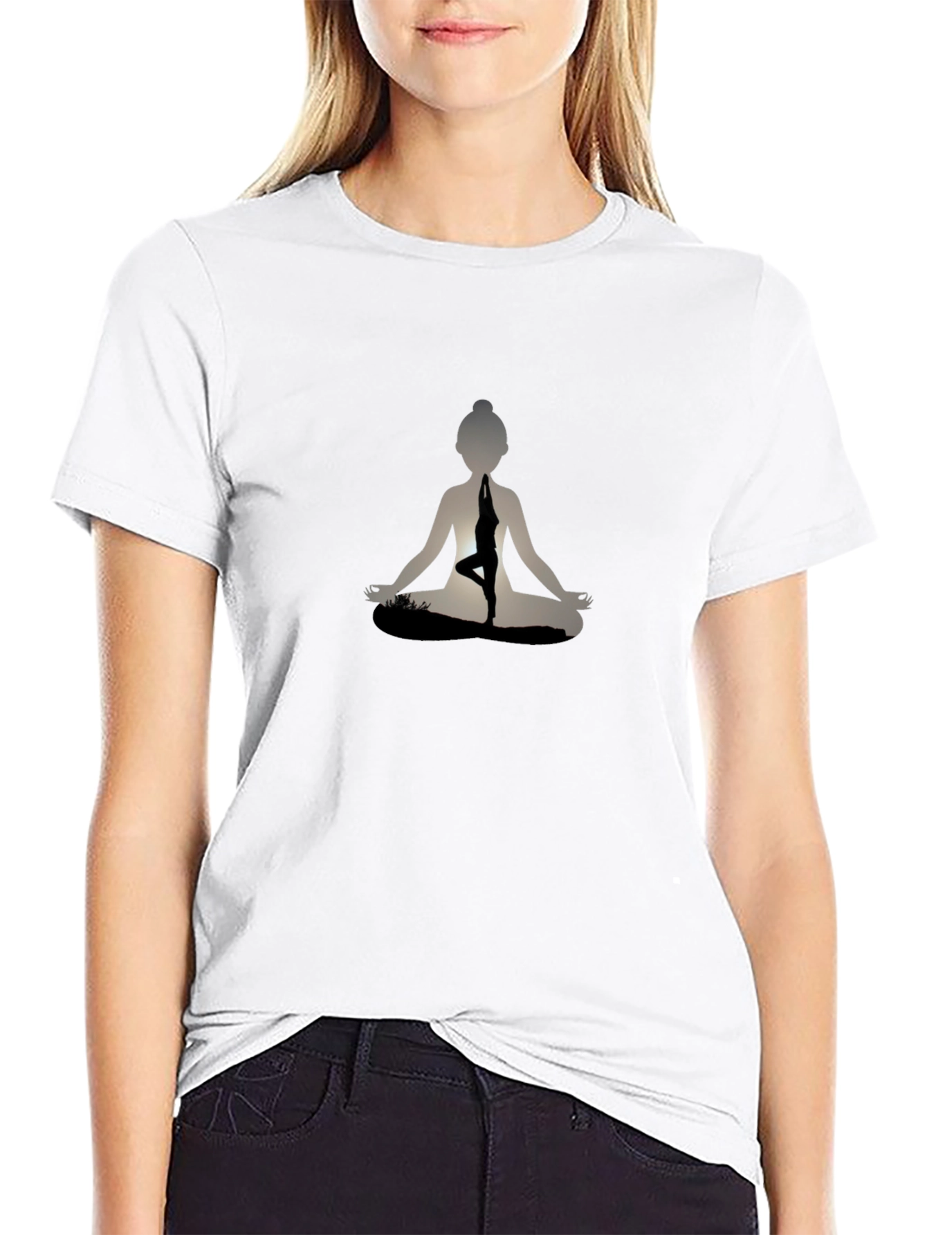 Yoga Silhouette Graphic Black T-Shirt