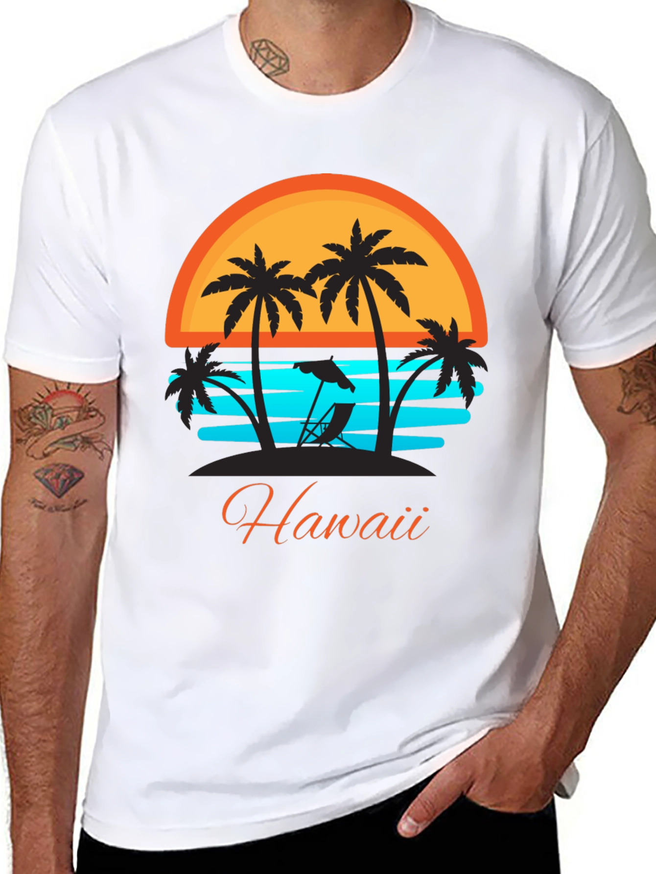 Hawaii Sunset Palm Tree T-Shirt - Vacation Ready