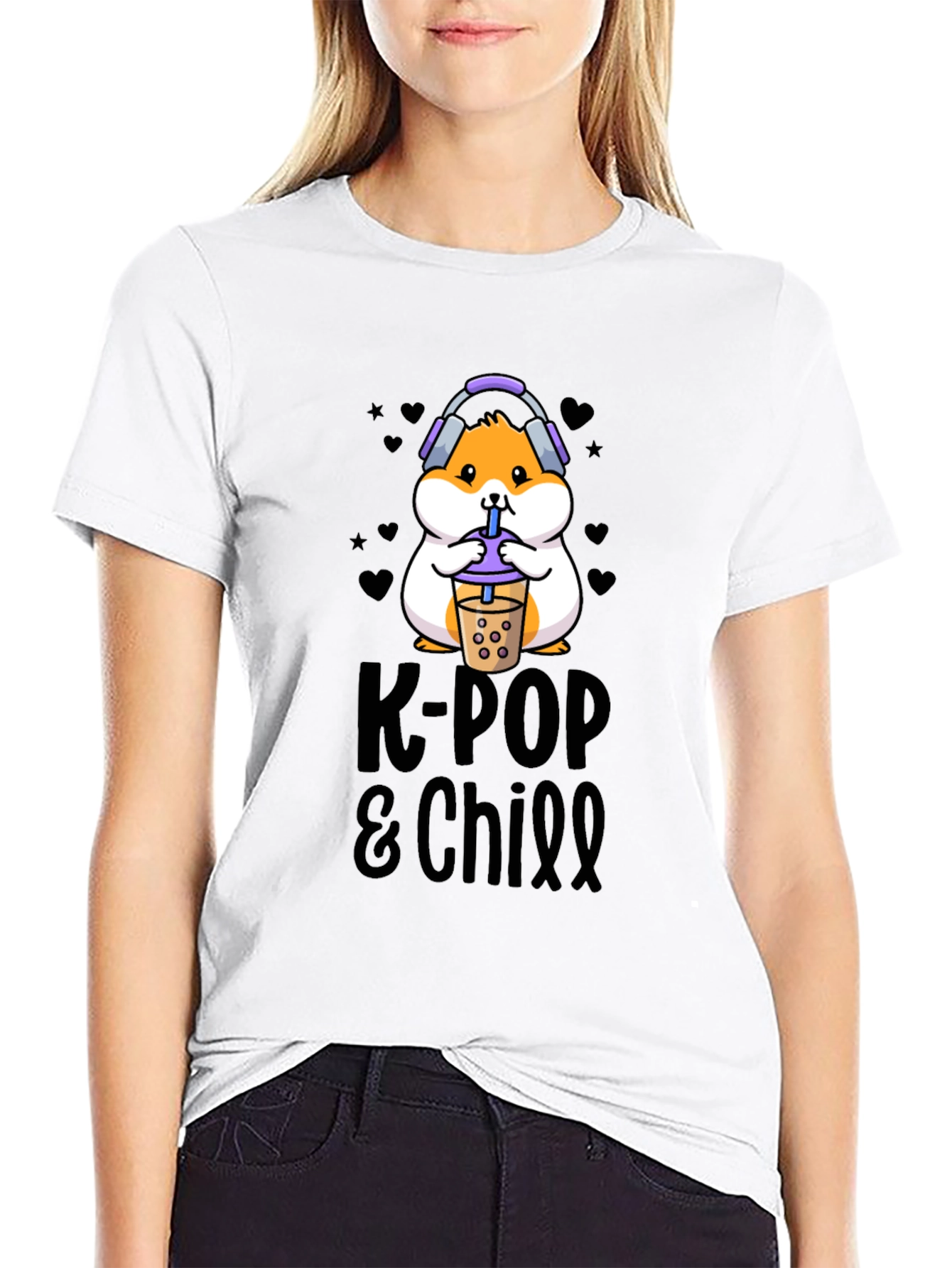 K-Pop & Chill T-Shirt with Hamster Graphic