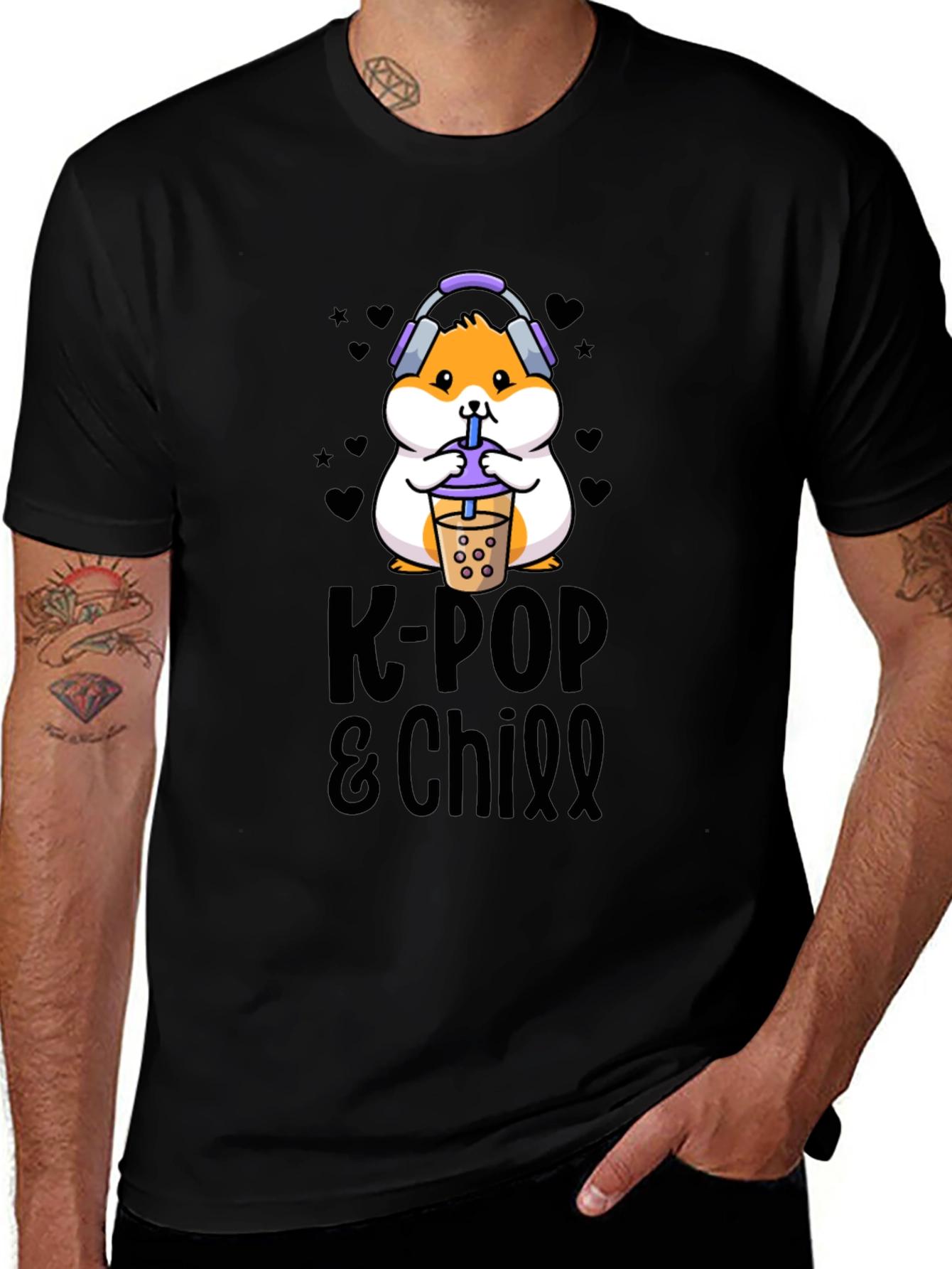 K-Pop & Chill T-Shirt with Hamster Graphic