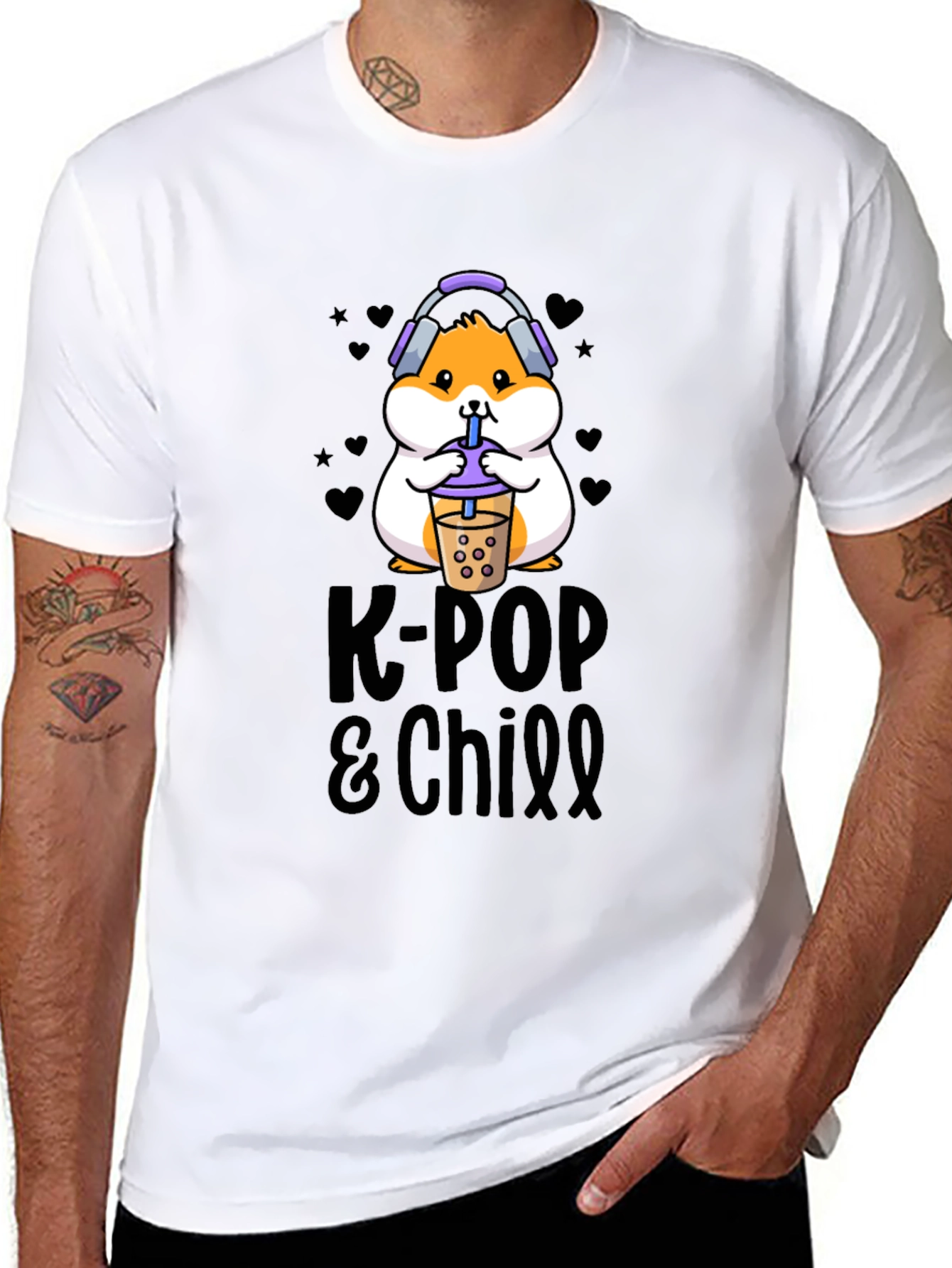 K-Pop & Chill T-Shirt with Hamster Graphic