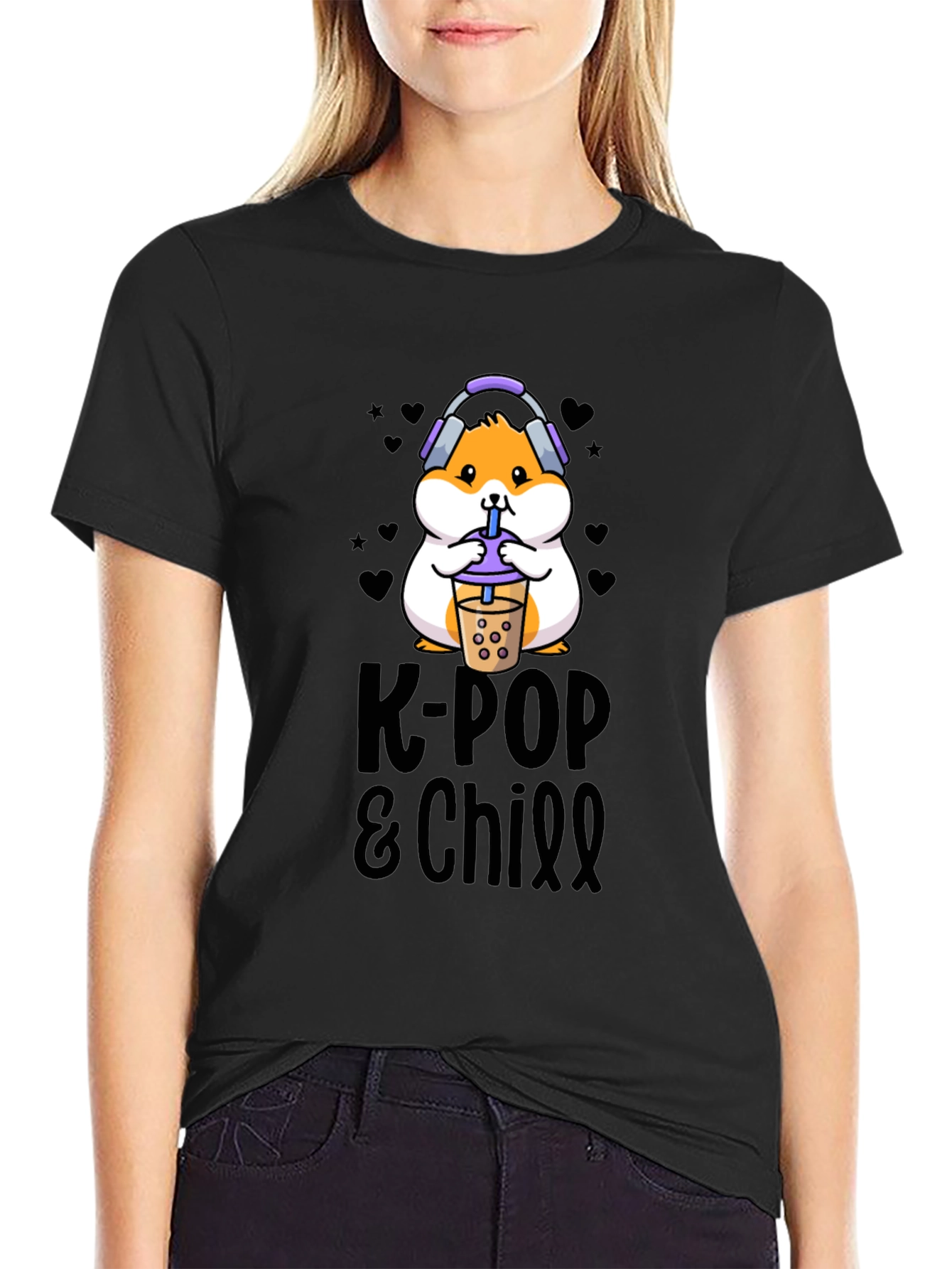 K-Pop & Chill T-Shirt with Hamster Graphic