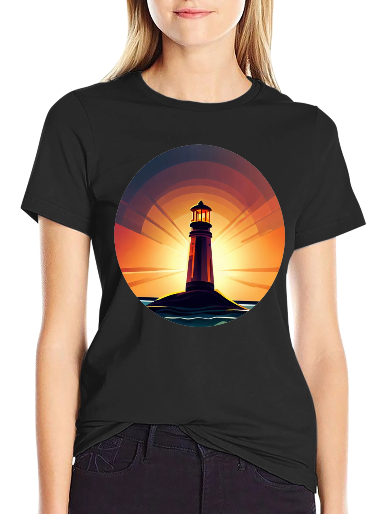Lighthouse Sunset Graphic Tee
