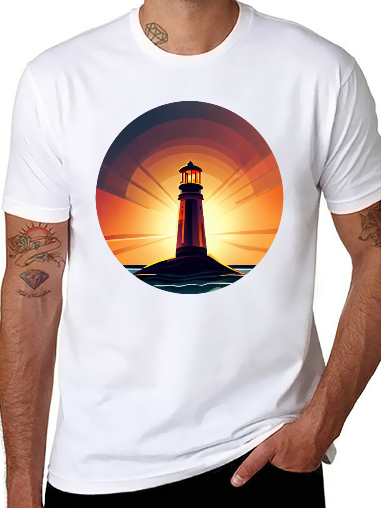 Lighthouse Sunset Graphic Tee