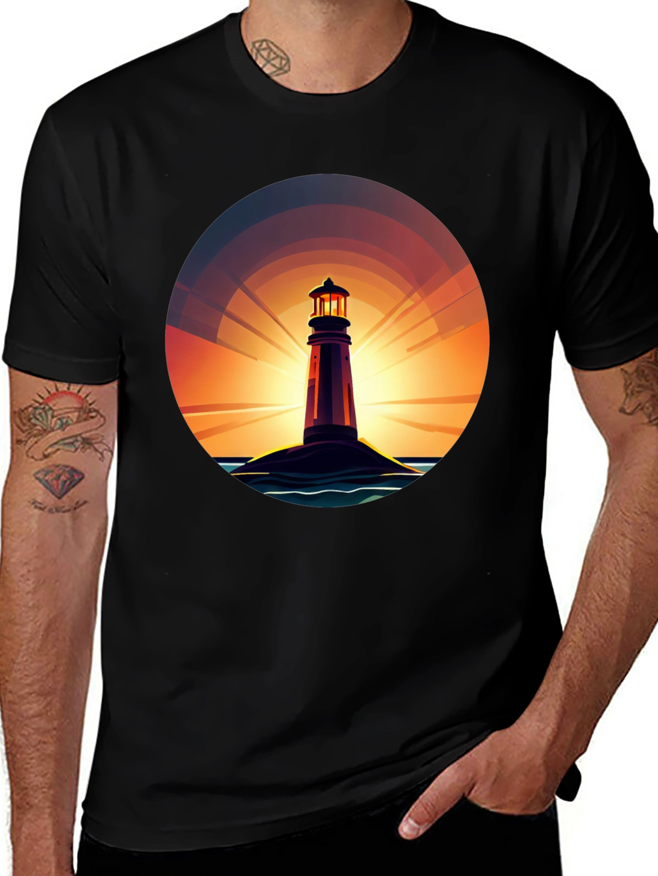 Lighthouse Sunset Graphic Tee