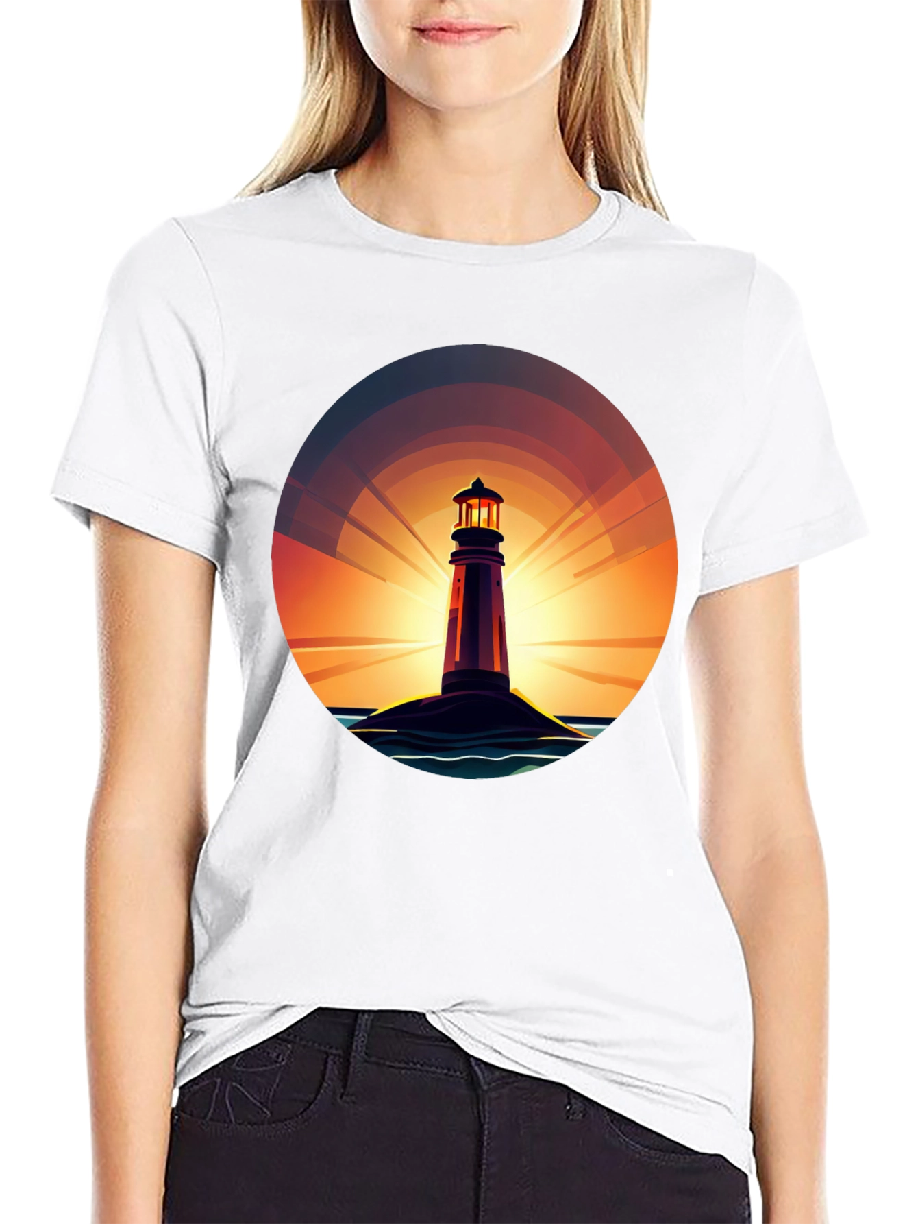 Lighthouse Sunset Graphic Tee